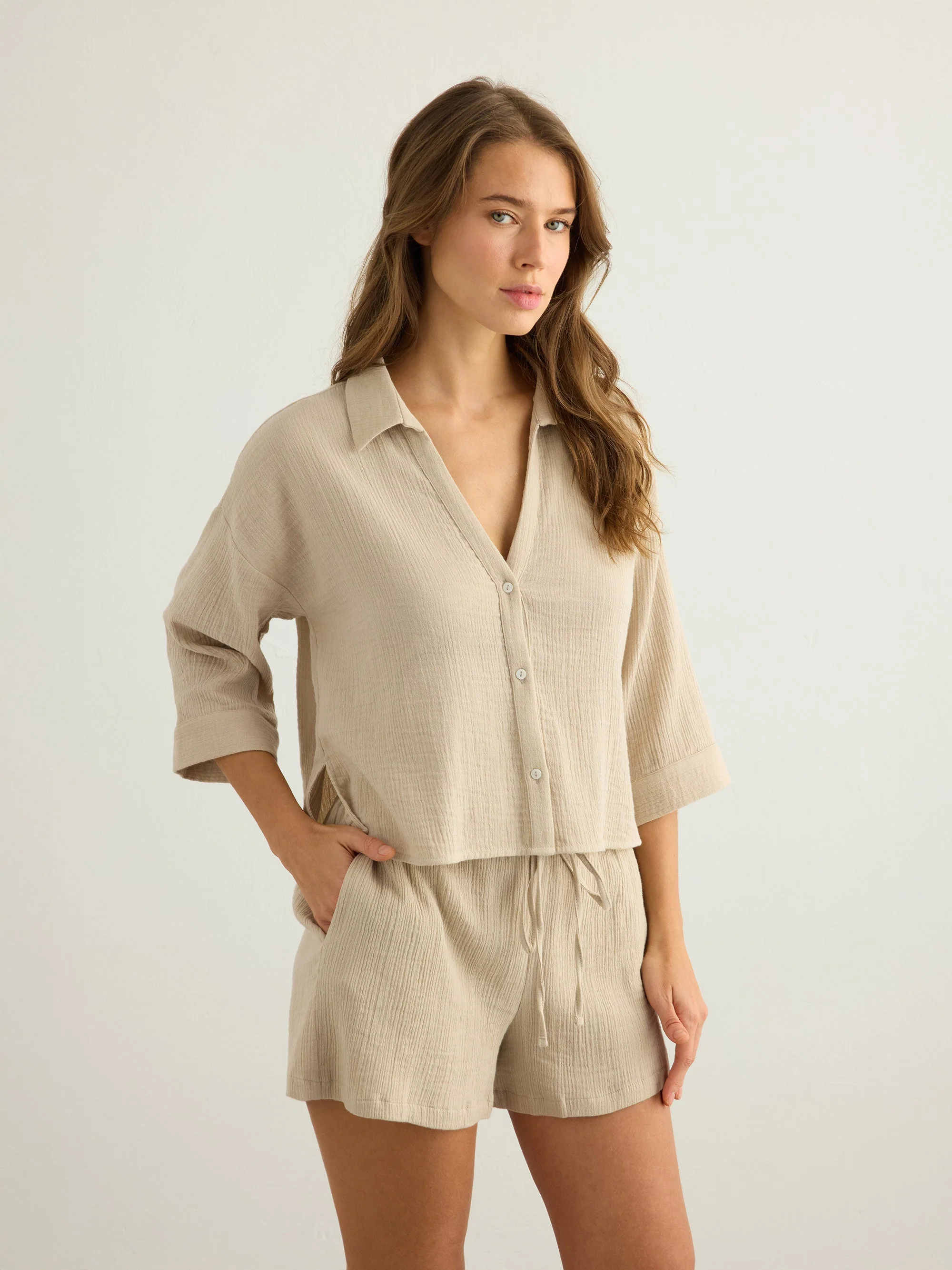 Aura Mini Shirt - Oatmeal - Image 4