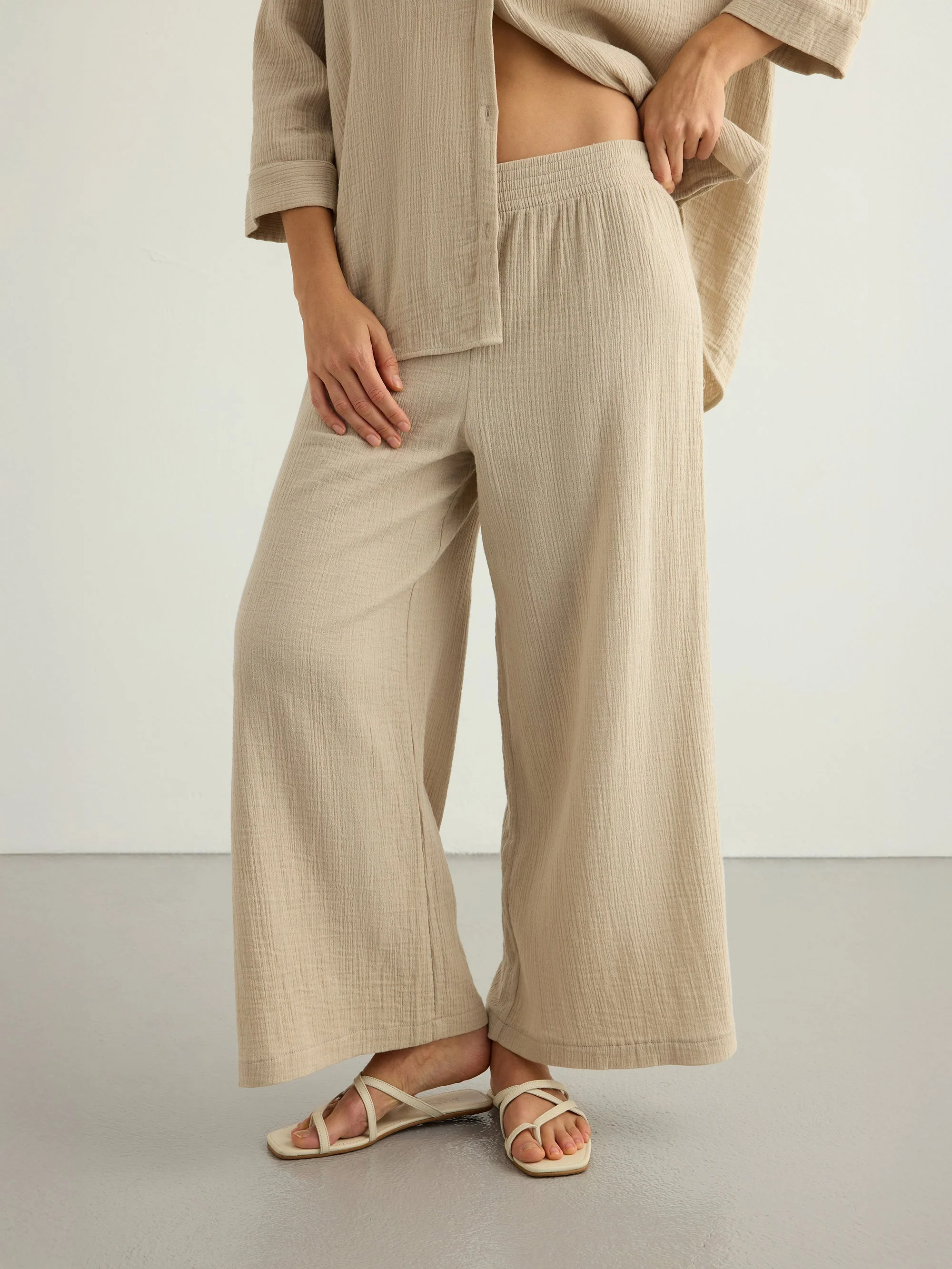 Aura Palazzo Pants - Oatmeal - Image 7