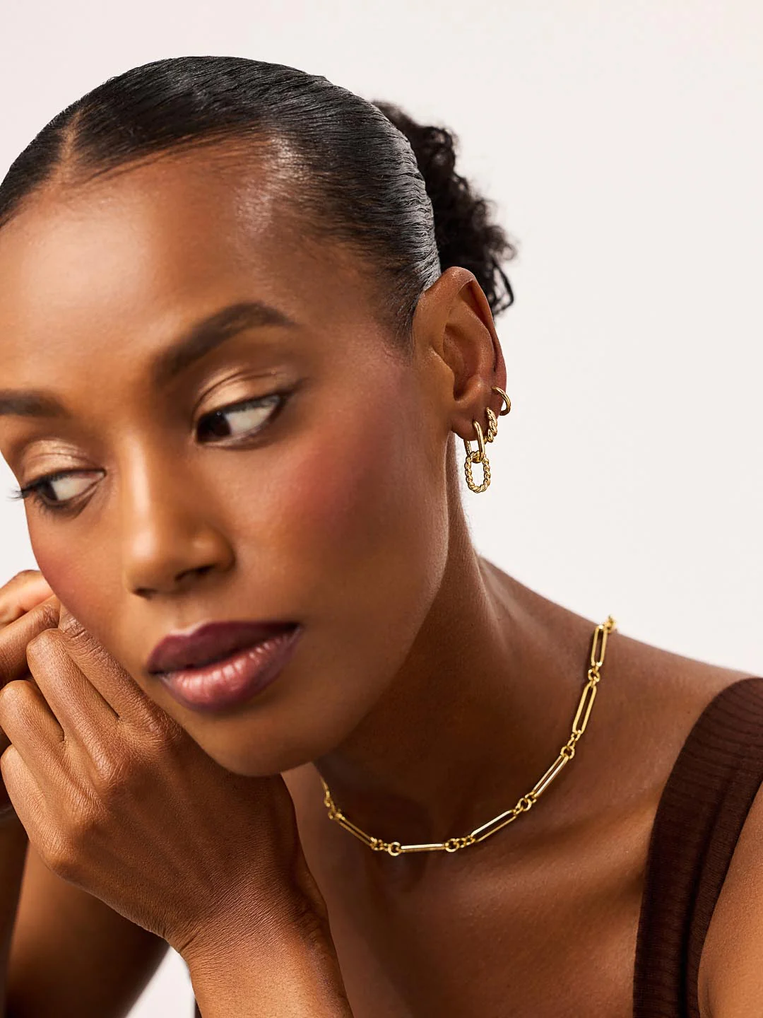 Ash Double Mini Gold Drop Earrings - Image 2