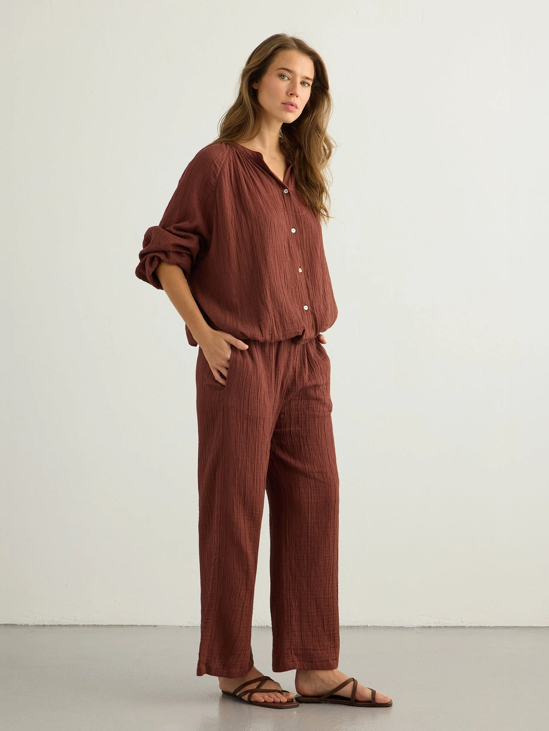 Kaya Drawstring Pants - Terracotta - Image 5