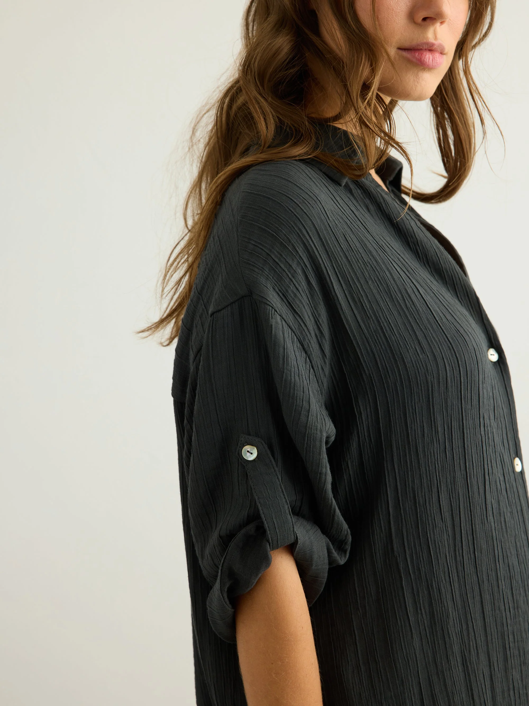 Kaya Oversized Shirt Dress - Charcoal - Image 7