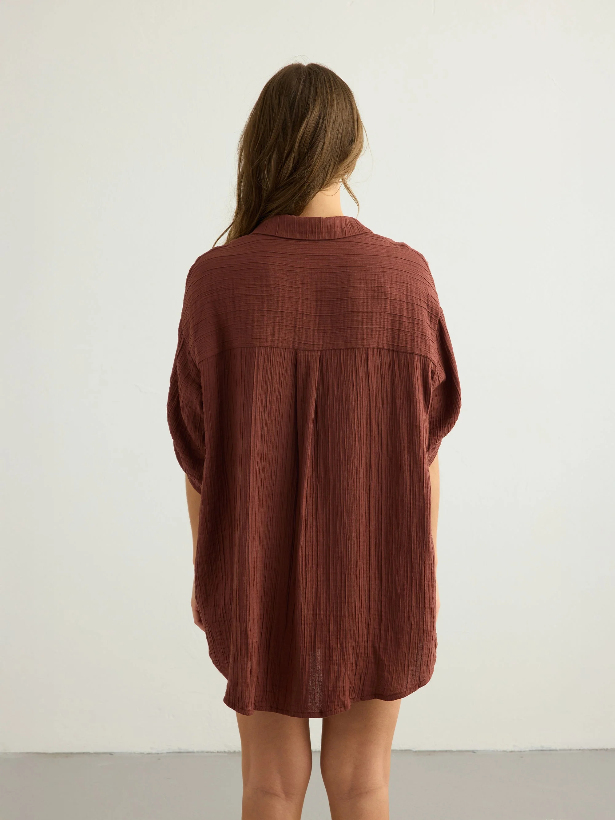 Kaya Oversized Shirt Dress - Terracotta - Image 6