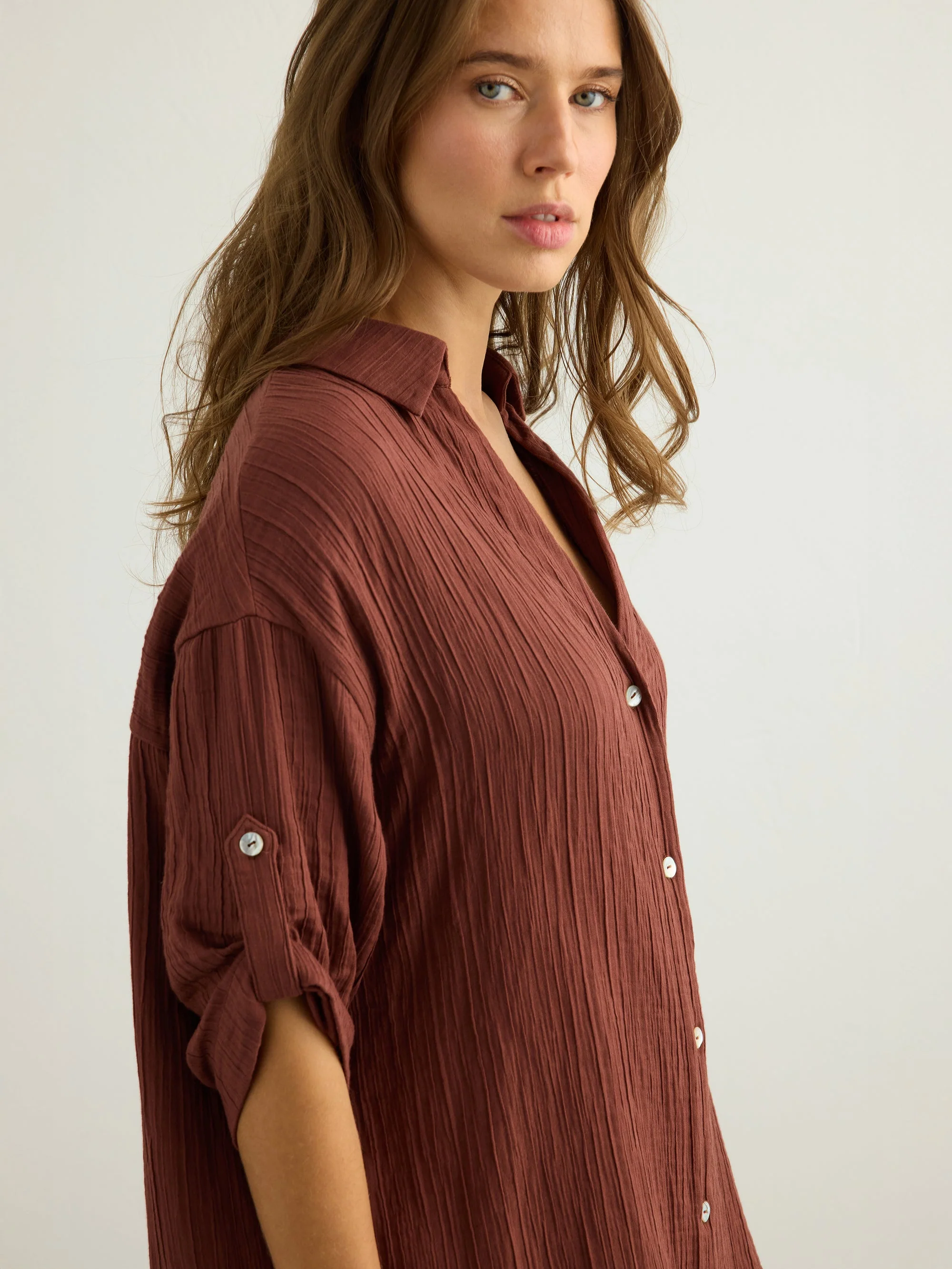 Kaya Oversized Shirt Dress - Terracotta - Image 8