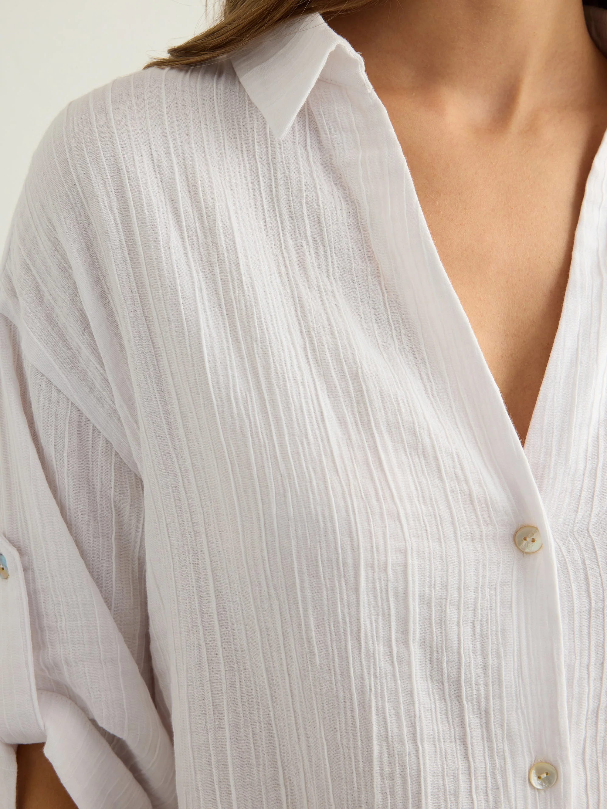 Kaya Oversized Shirt Dress - White - Image 7