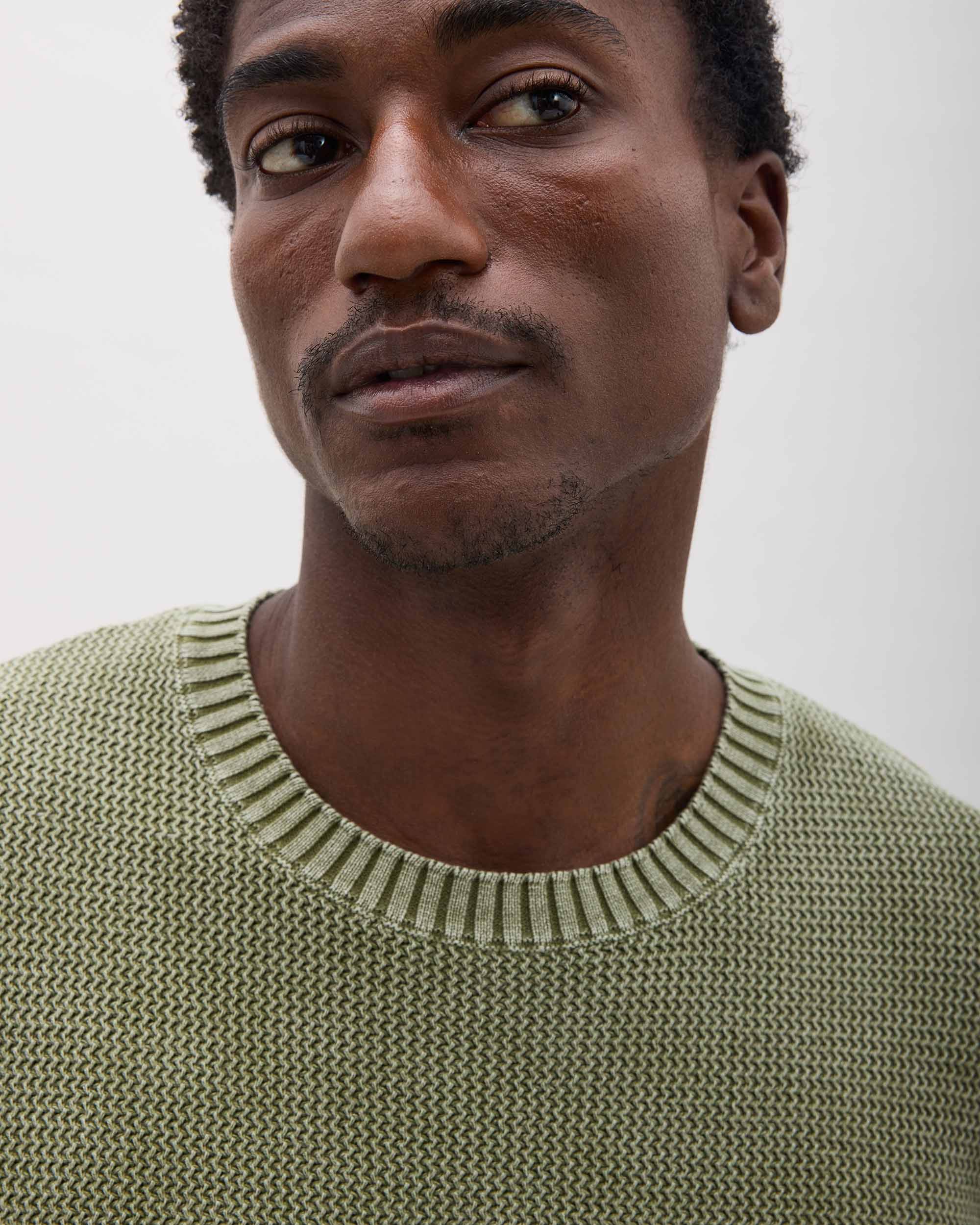 Mens Dune Open Knit Sweater - Cotton Sweater Knit - Cypress - Image 2