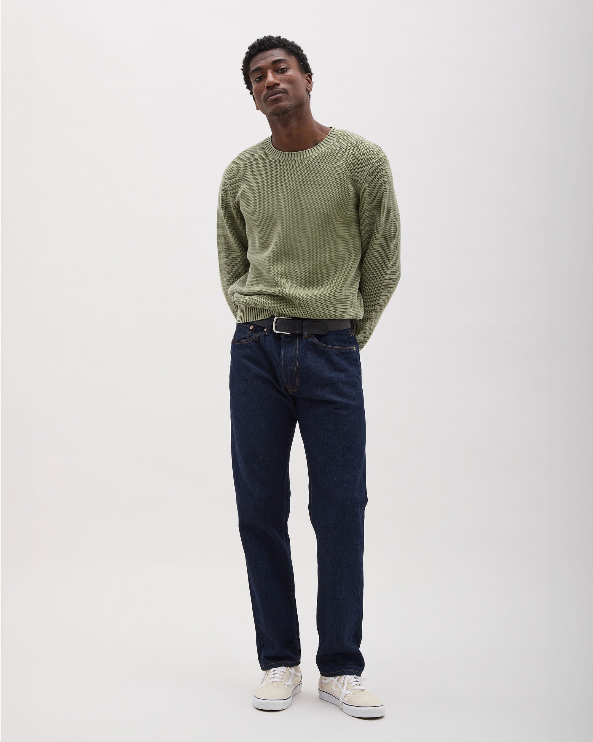 Mens Dune Open Knit Sweater - Cotton Sweater Knit - Cypress - Image 3