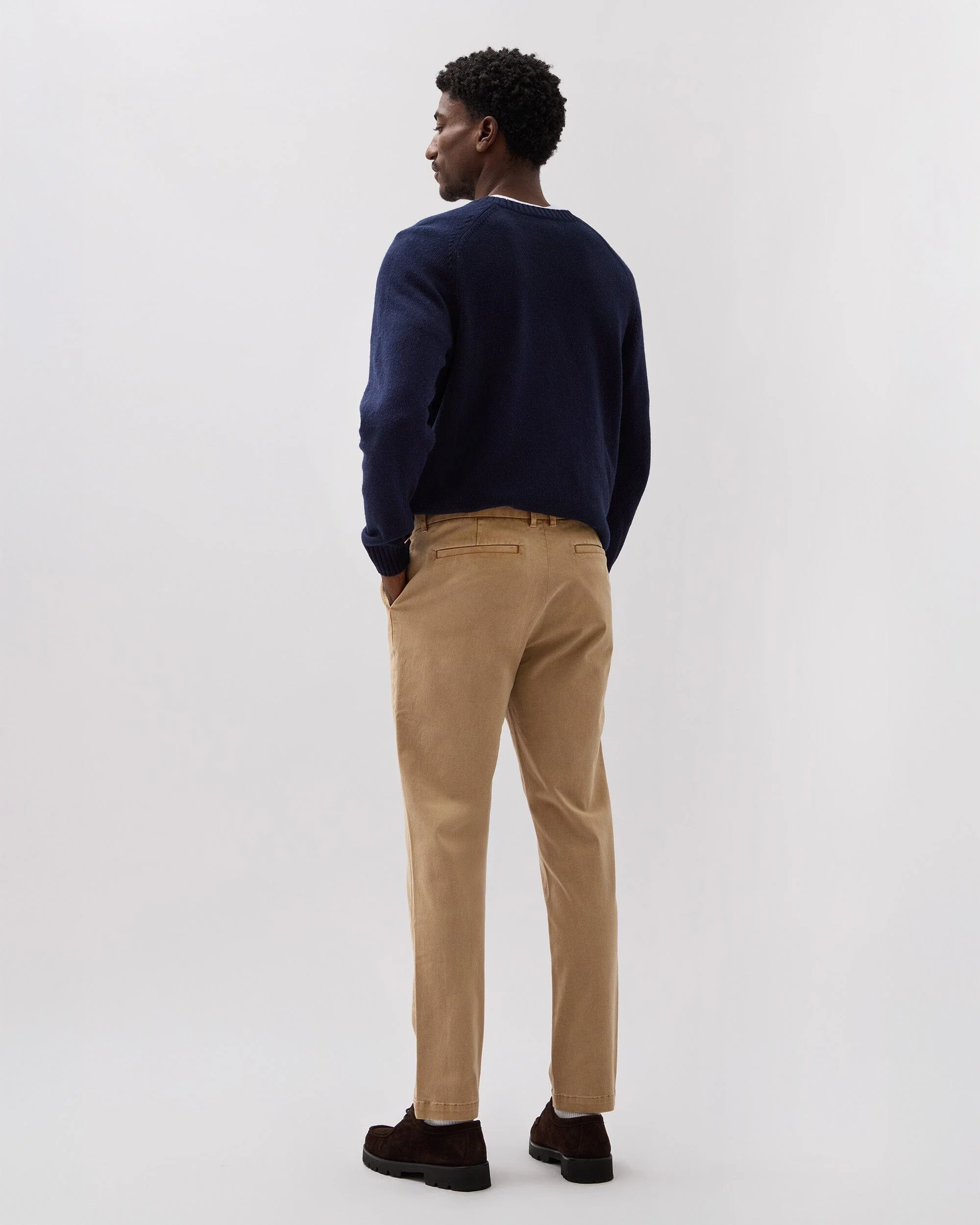 Mens Lightweight Chino - Stretch Cotton Twill - Khaki - Image 3