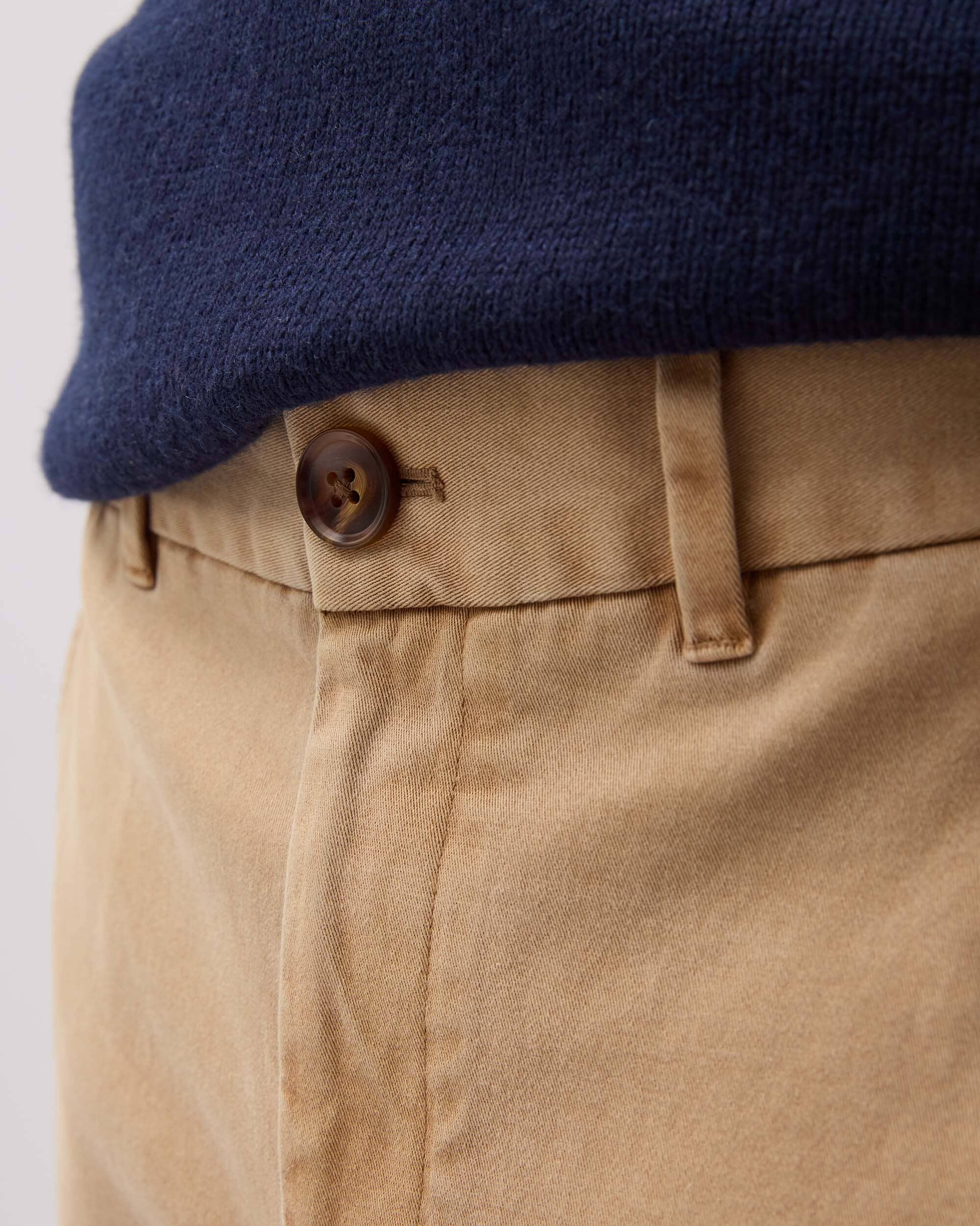 Mens Lightweight Chino - Stretch Cotton Twill - Khaki - Image 4
