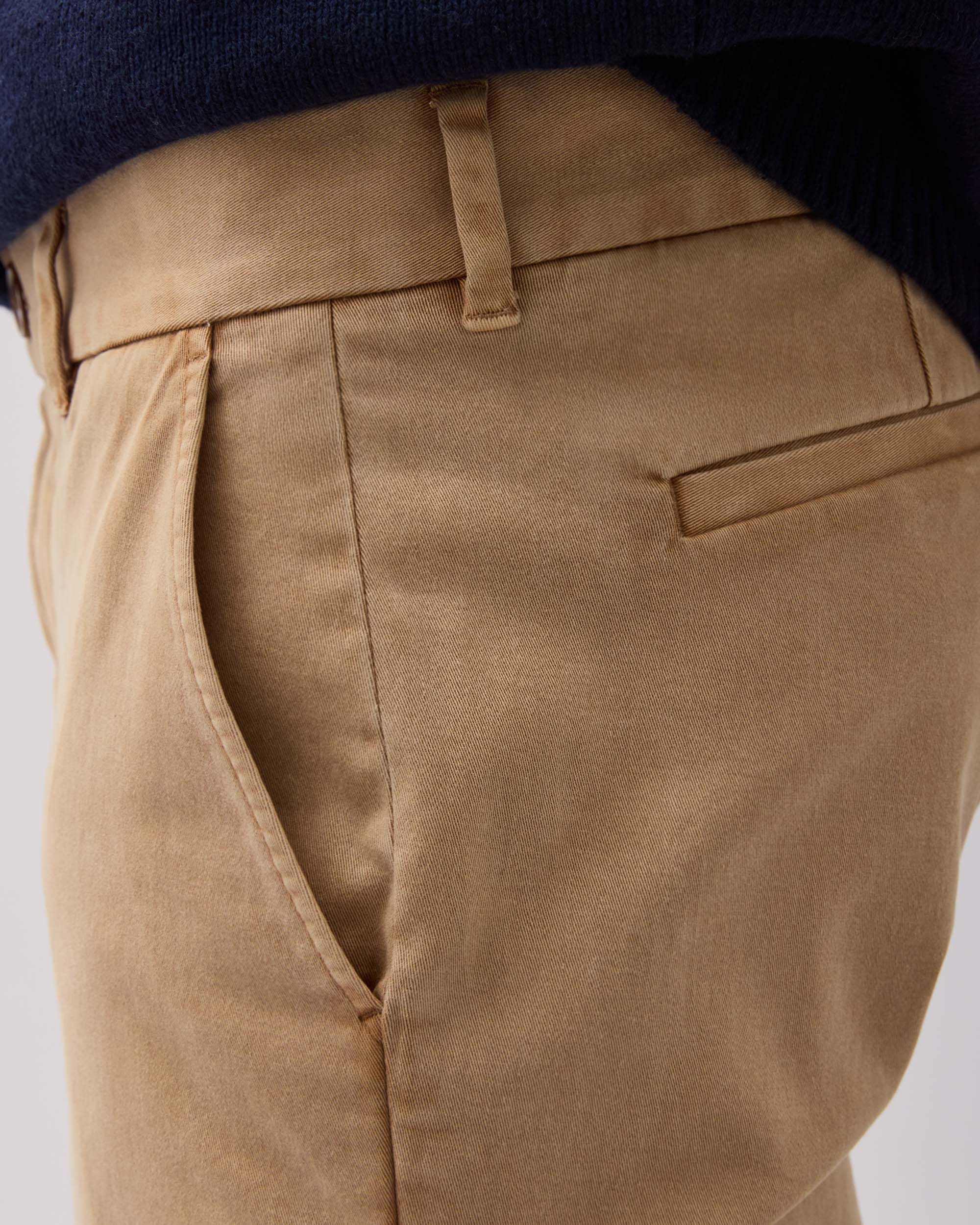 Mens Lightweight Chino - Stretch Cotton Twill - Khaki - Image 5