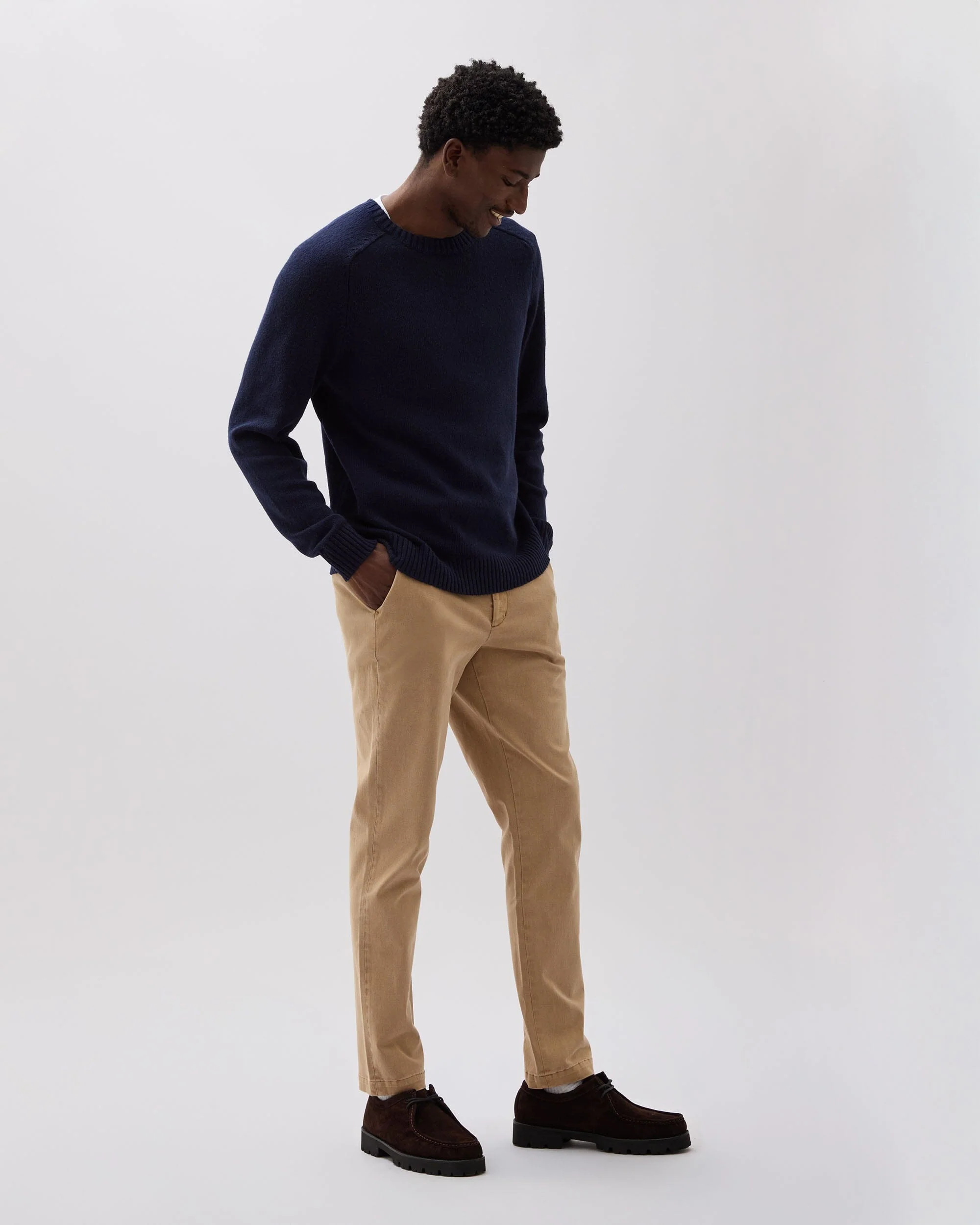 Mens Lightweight Chino - Stretch Cotton Twill - Khaki - Image 6
