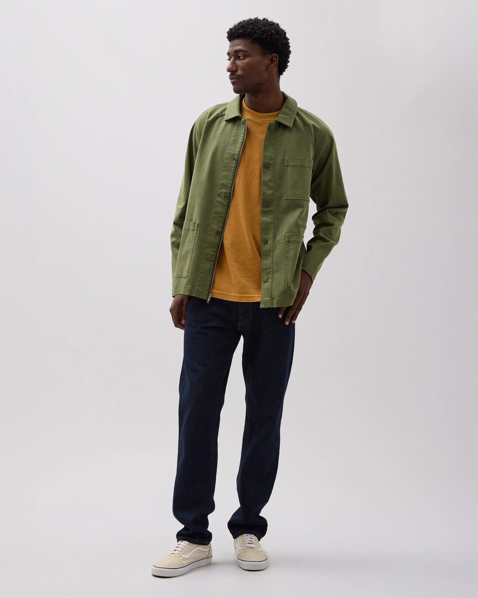 Mens Lightweight Chore Coat - Stretch Cotton Twill - Cypress - Image 2