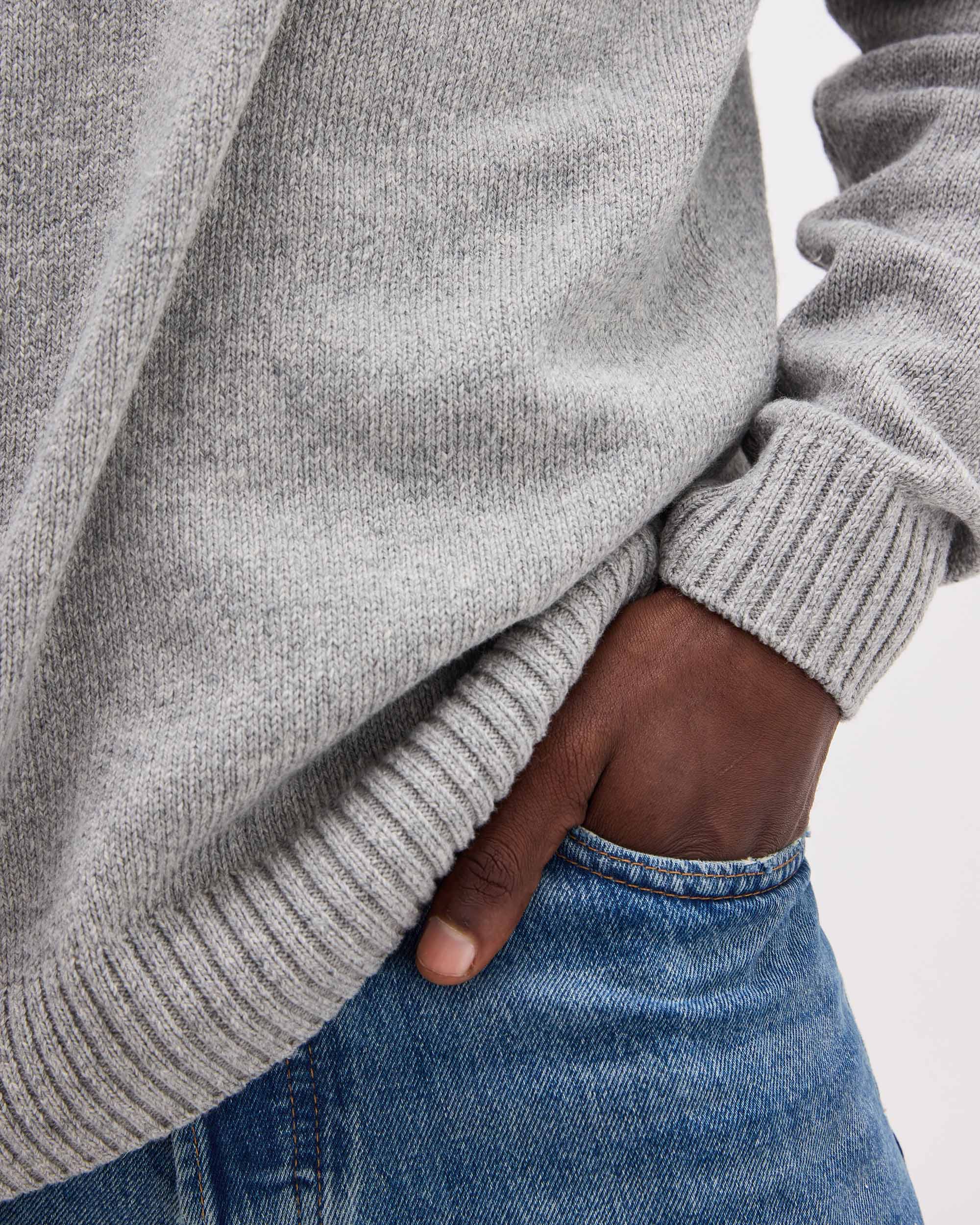 Mens Noel Sweater - Cotton Sweater Knit - Heather Grey - Image 4