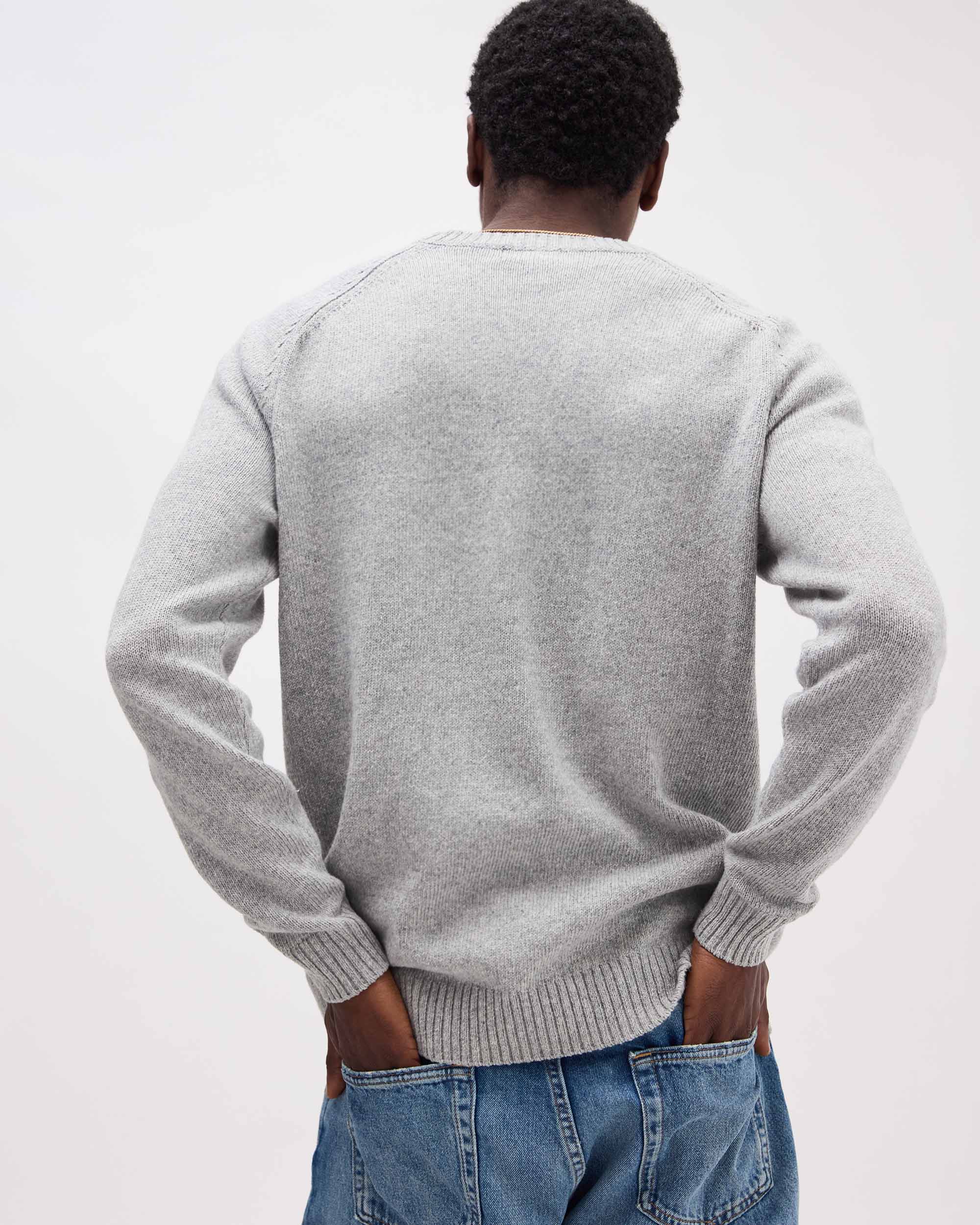 Mens Noel Sweater - Cotton Sweater Knit - Heather Grey - Image 5