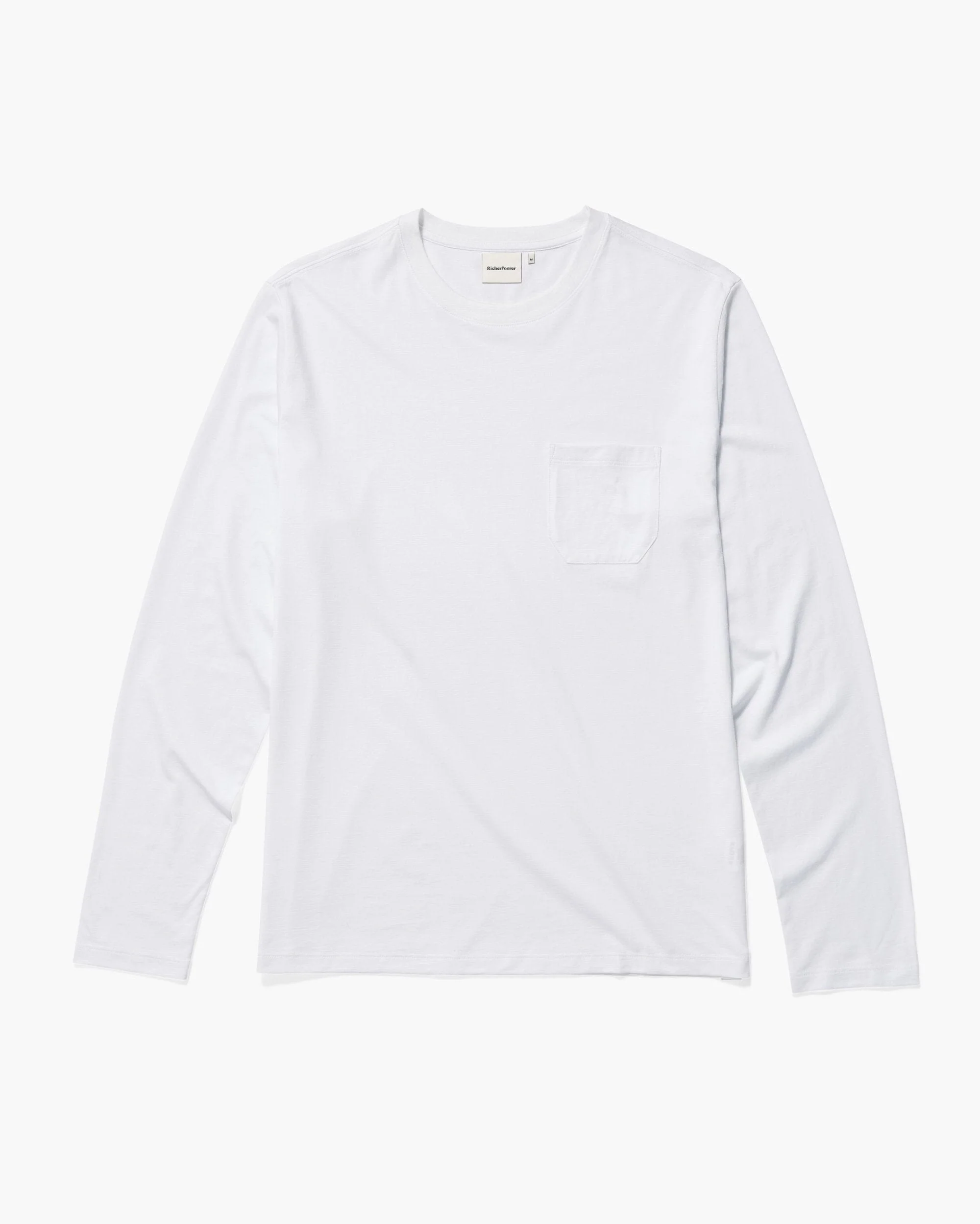 Mens Pima Long Sleeve Pocket Tee - Pima Cotton Jersey - White - Image 3