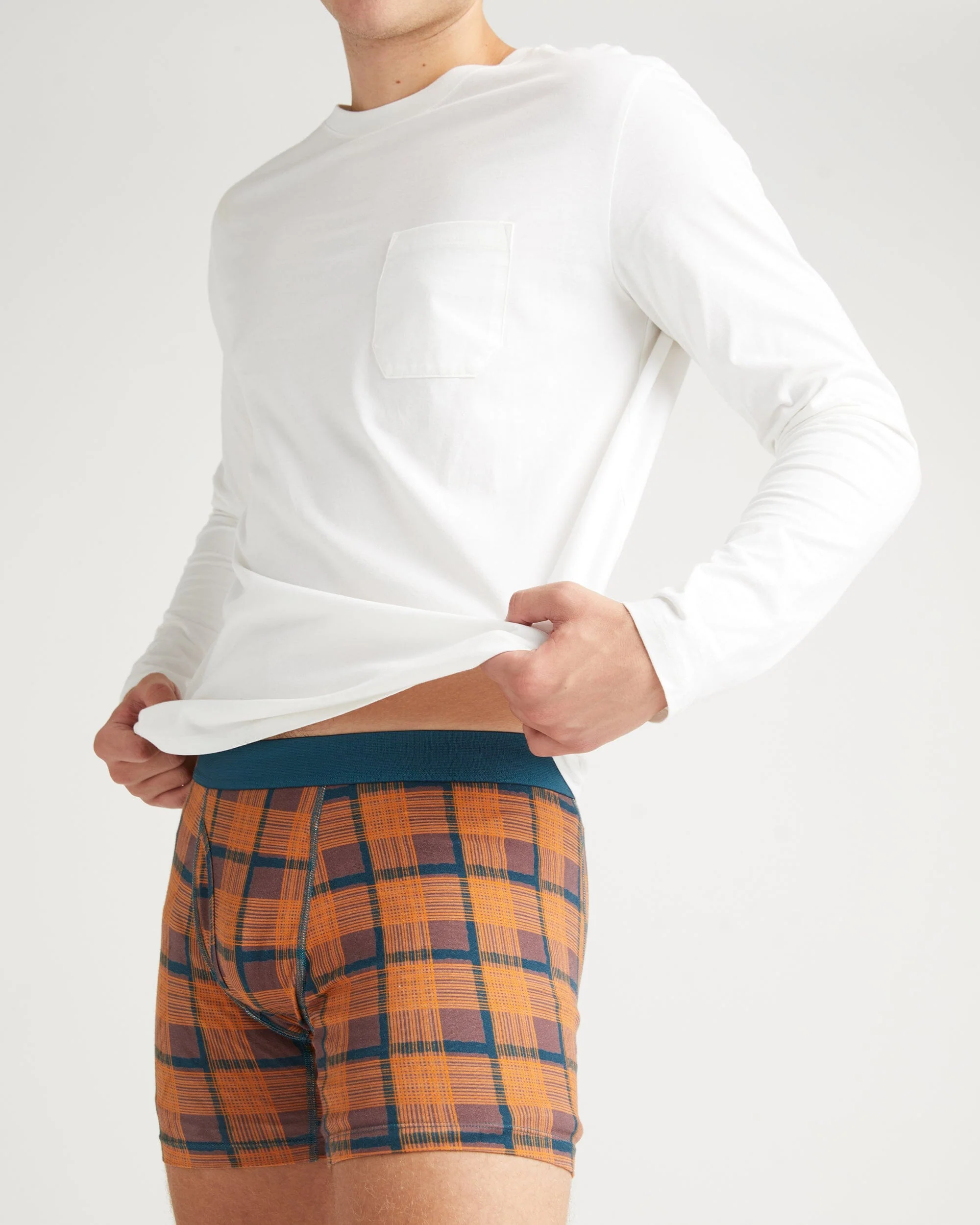 Mens Pima Long Sleeve Pocket Tee - Pima Cotton Jersey - White - Image 4