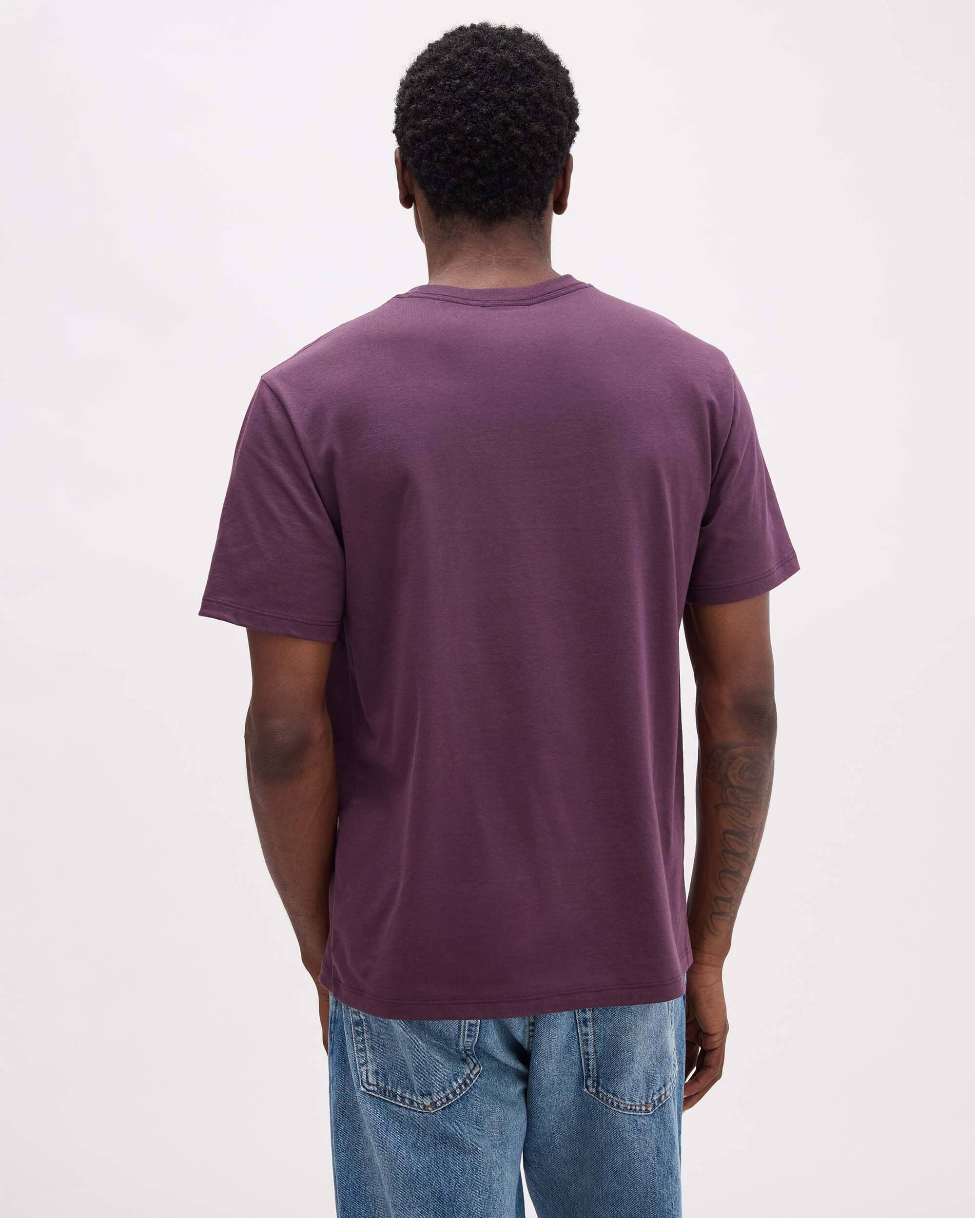 Mens Pima Pocket Tee - Pima Cotton Jersey - Plum Wine - Image 3
