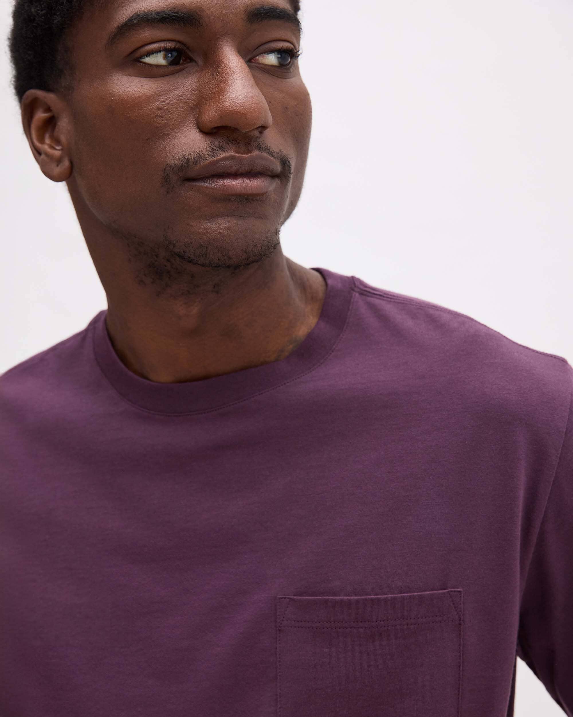 Mens Pima Pocket Tee - Pima Cotton Jersey - Plum Wine - Image 4