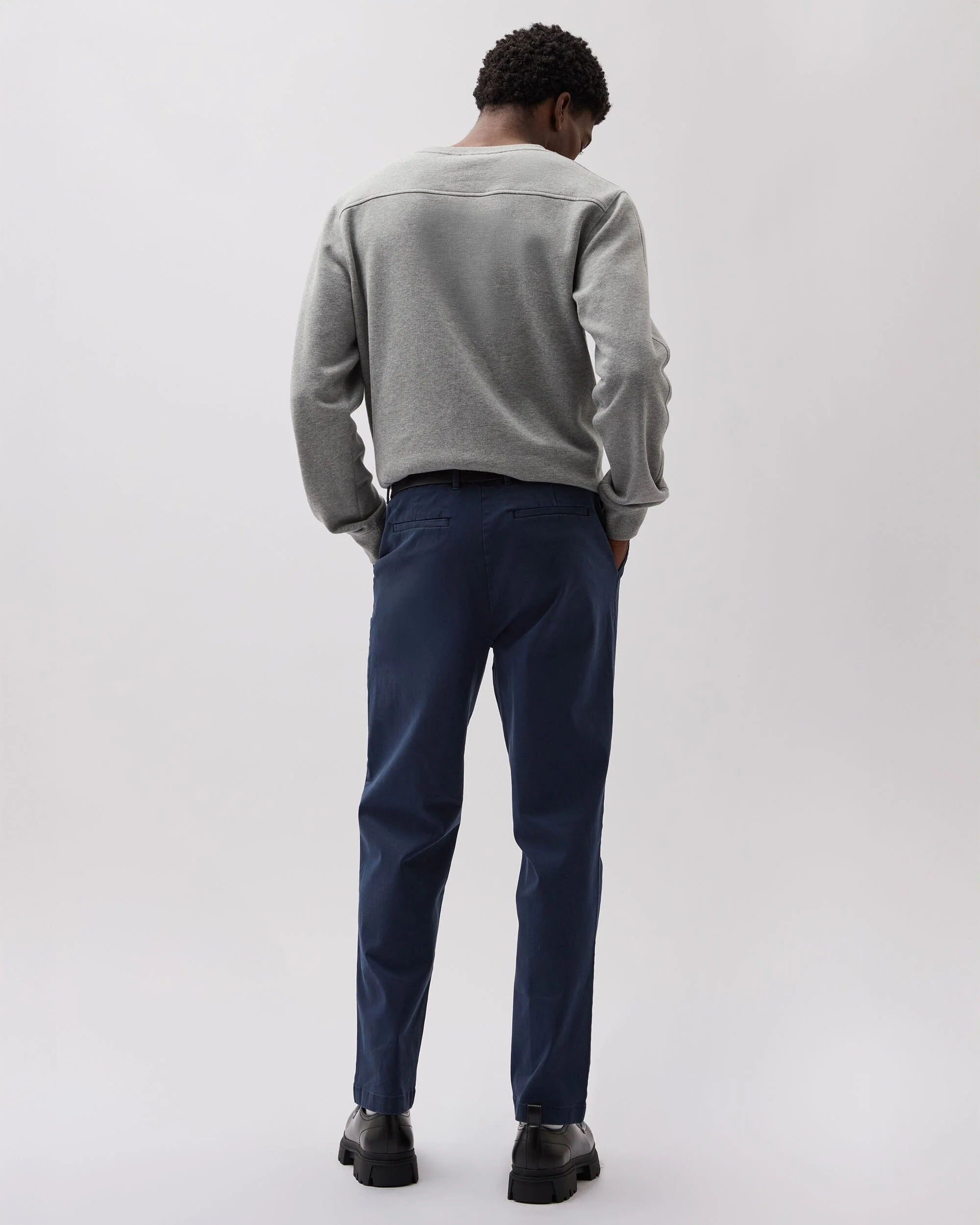 Mens Pleated Lightweight Chino - Stretch Cotton Twill - Blue Nights - Image 3