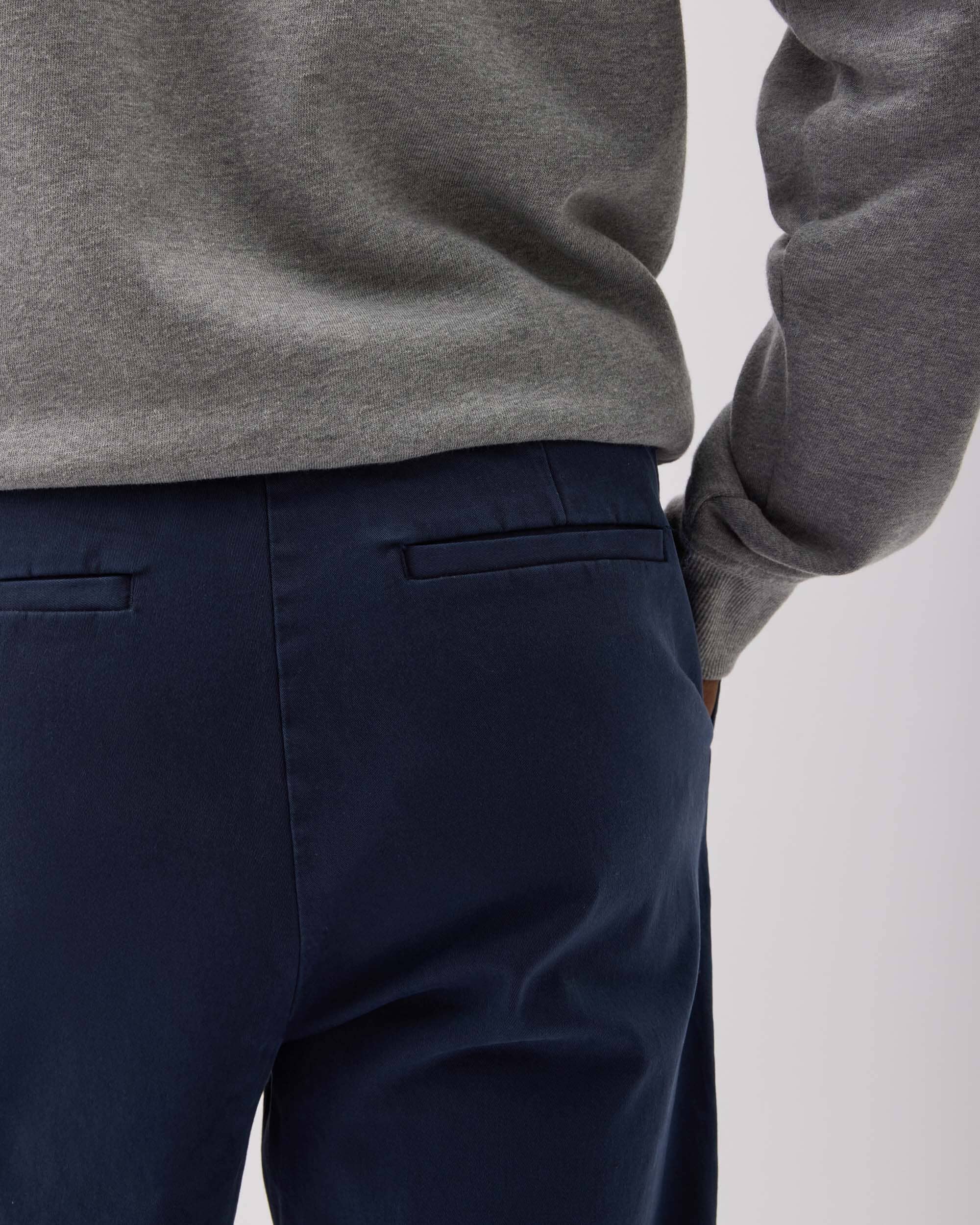 Mens Pleated Lightweight Chino - Stretch Cotton Twill - Blue Nights - Image 6