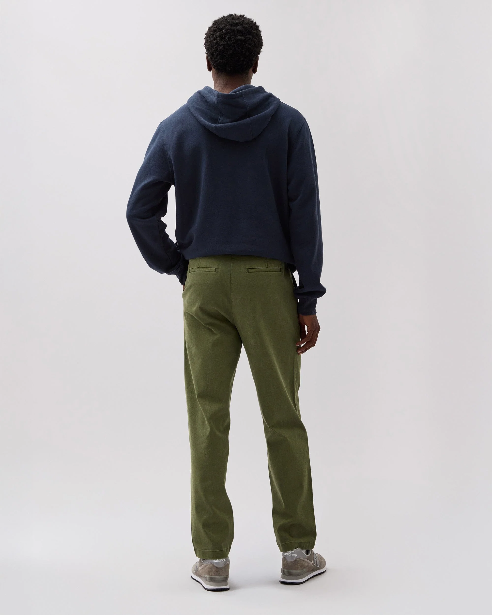 Mens Pleated Lightweight Chino - Stretch Cotton Twill - Cypress - Image 3