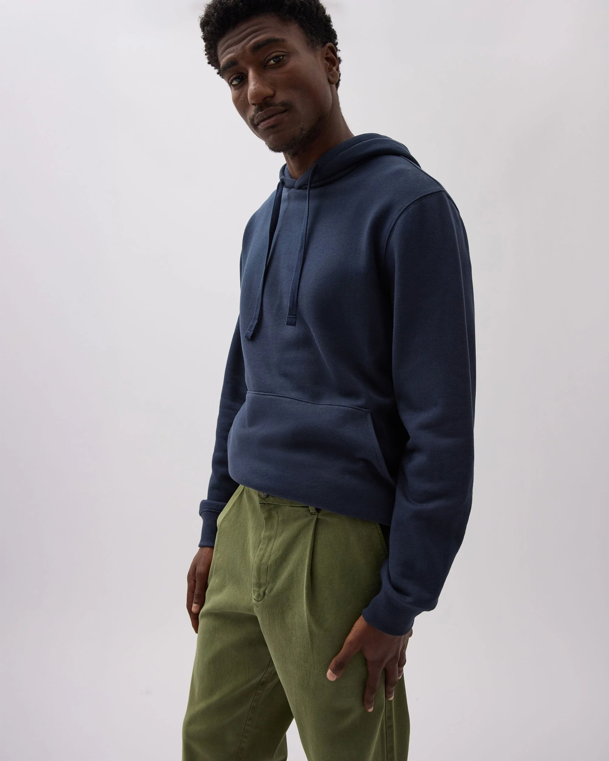 Mens Pleated Lightweight Chino - Stretch Cotton Twill - Cypress - Image 4