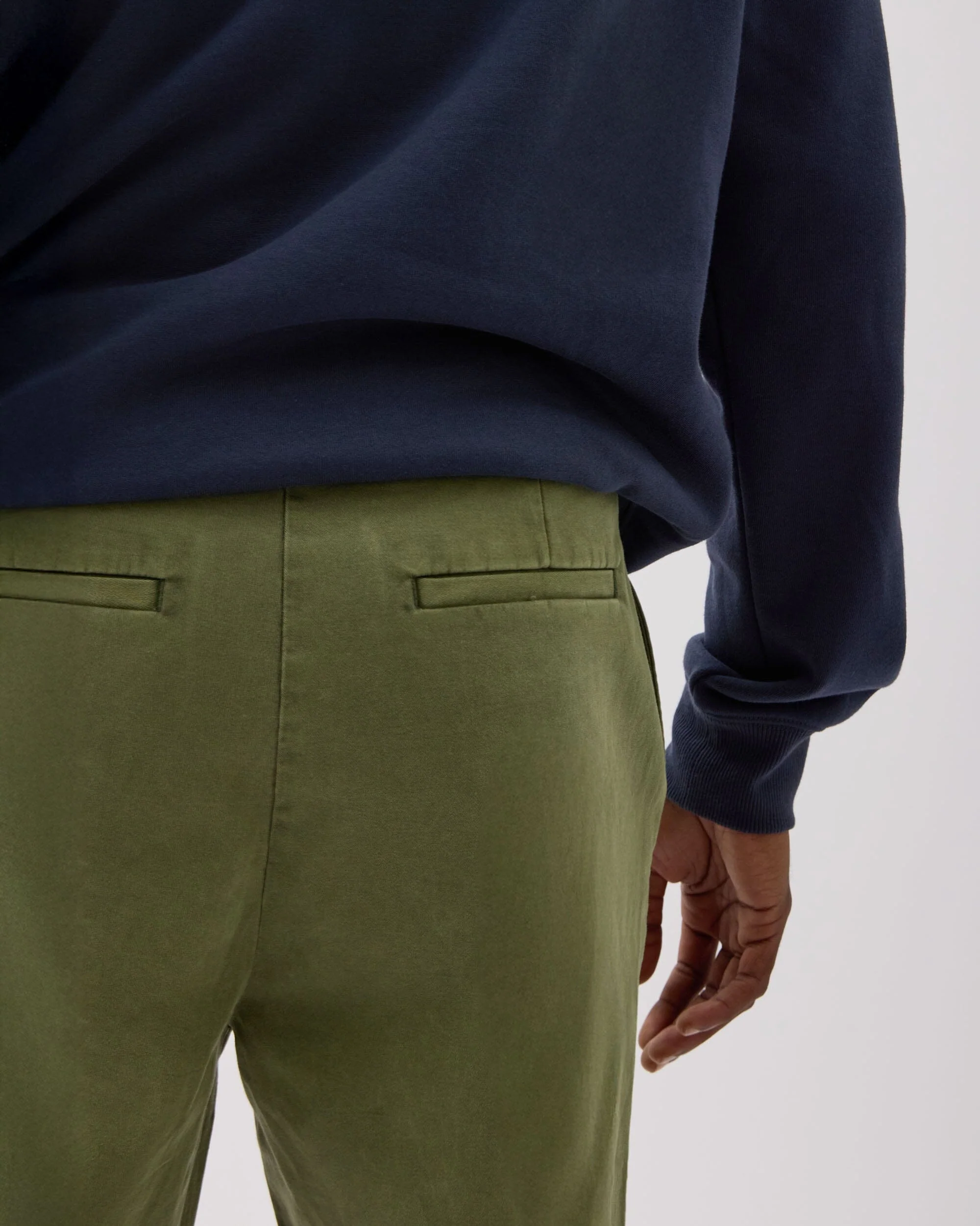 Mens Pleated Lightweight Chino - Stretch Cotton Twill - Cypress - Image 5