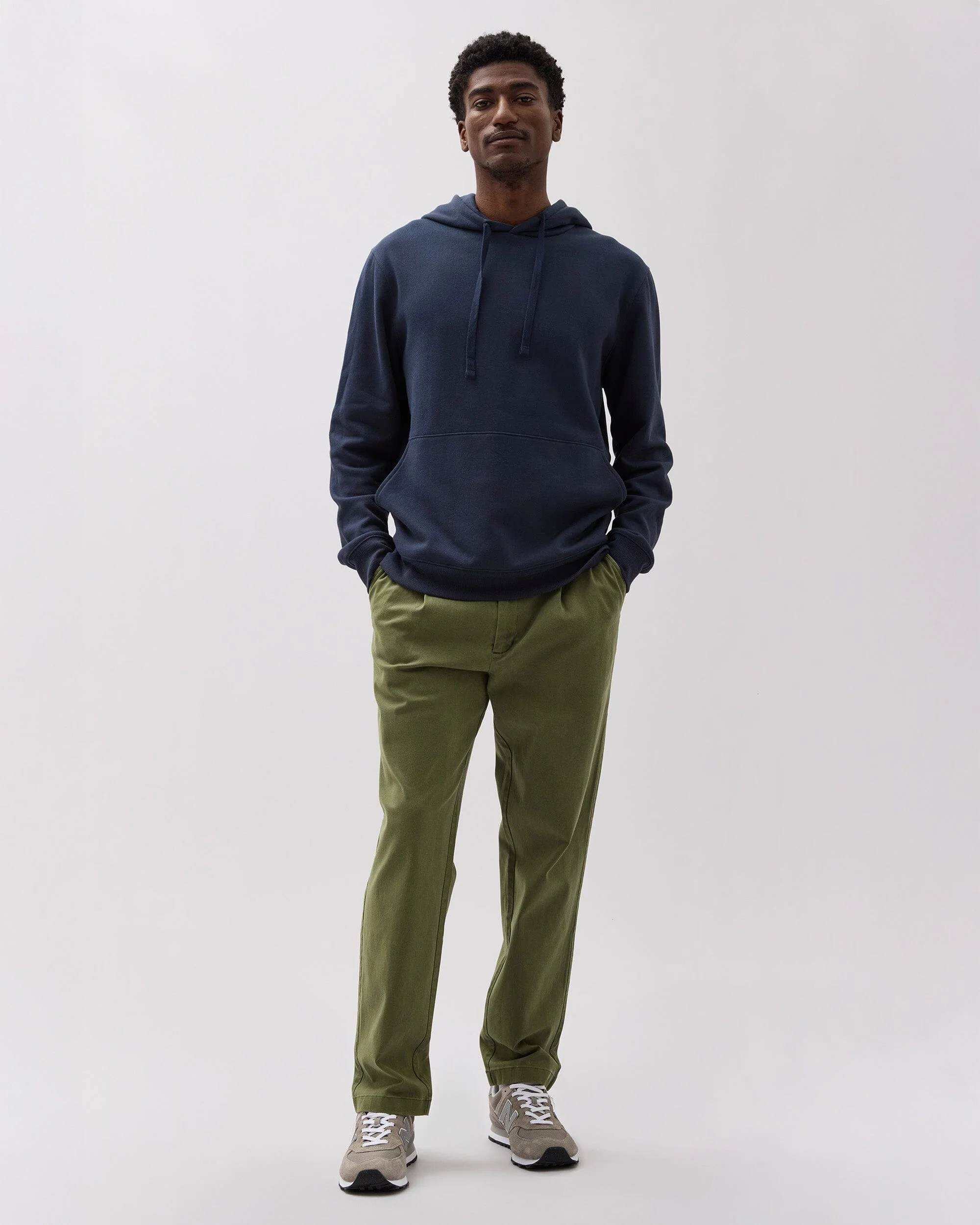 Mens Pleated Lightweight Chino - Stretch Cotton Twill - Cypress - Image 6