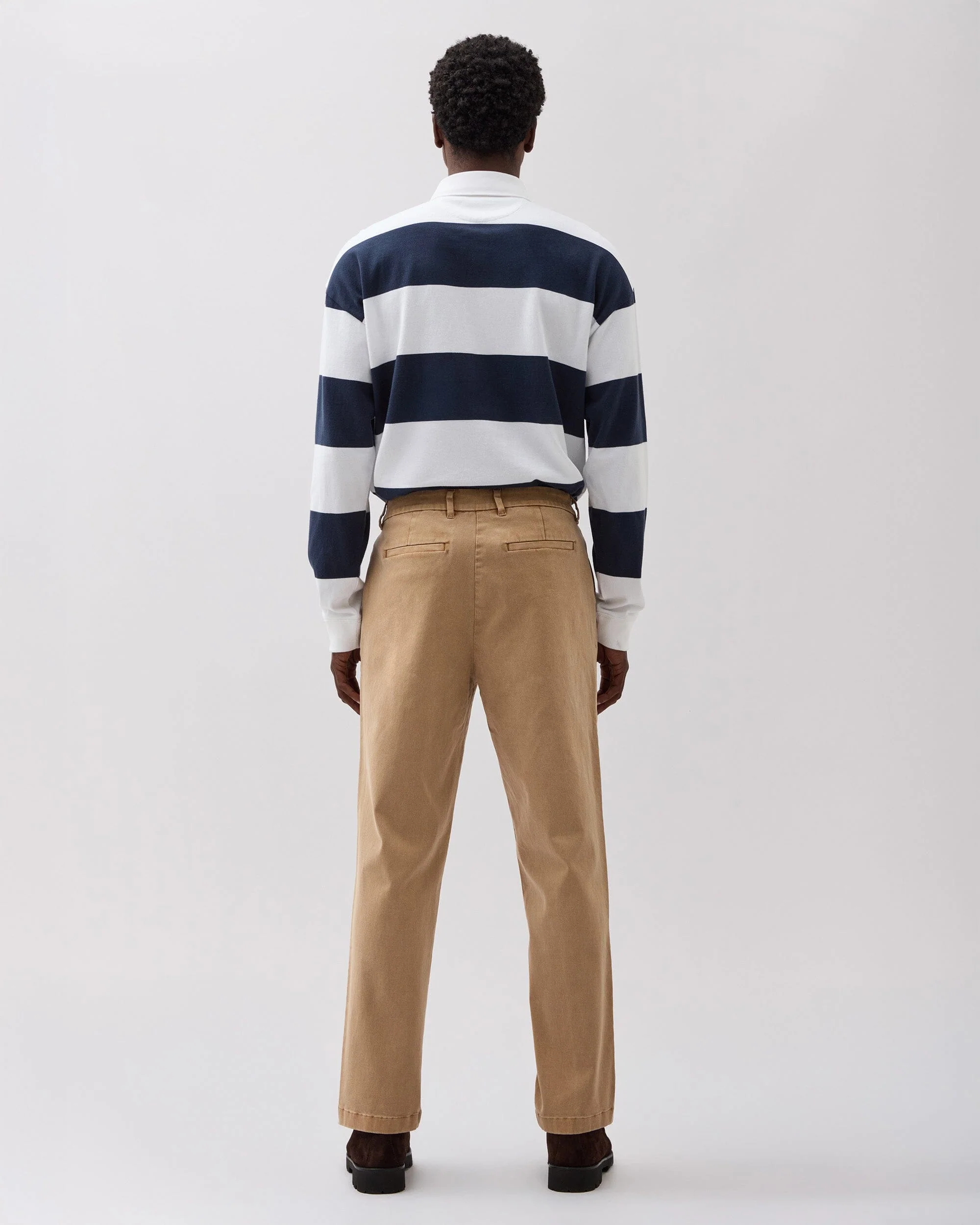 Mens Pleated Lightweight Chino - Stretch Cotton Twill - Khaki - Image 3