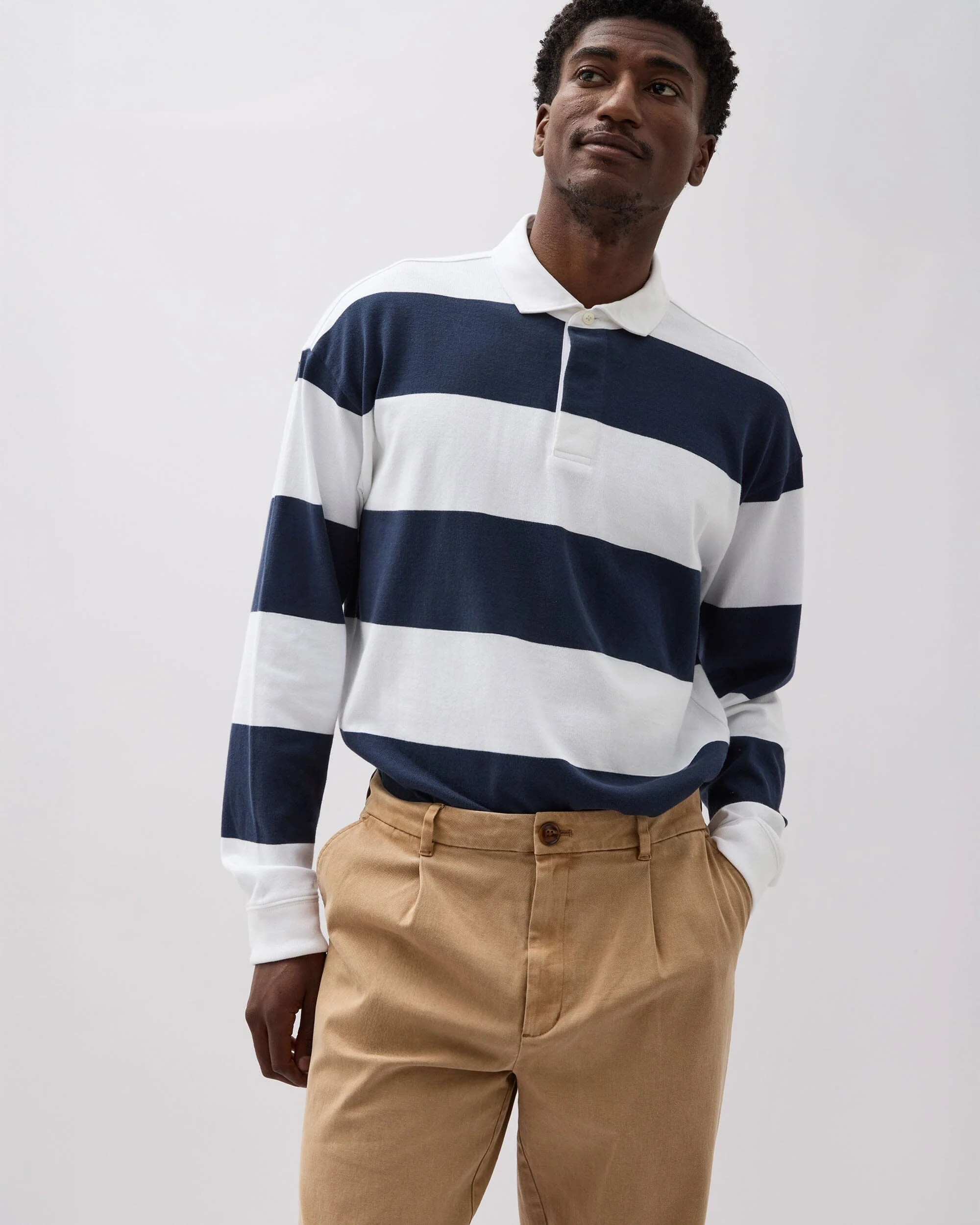 Mens Pleated Lightweight Chino - Stretch Cotton Twill - Khaki - Image 4