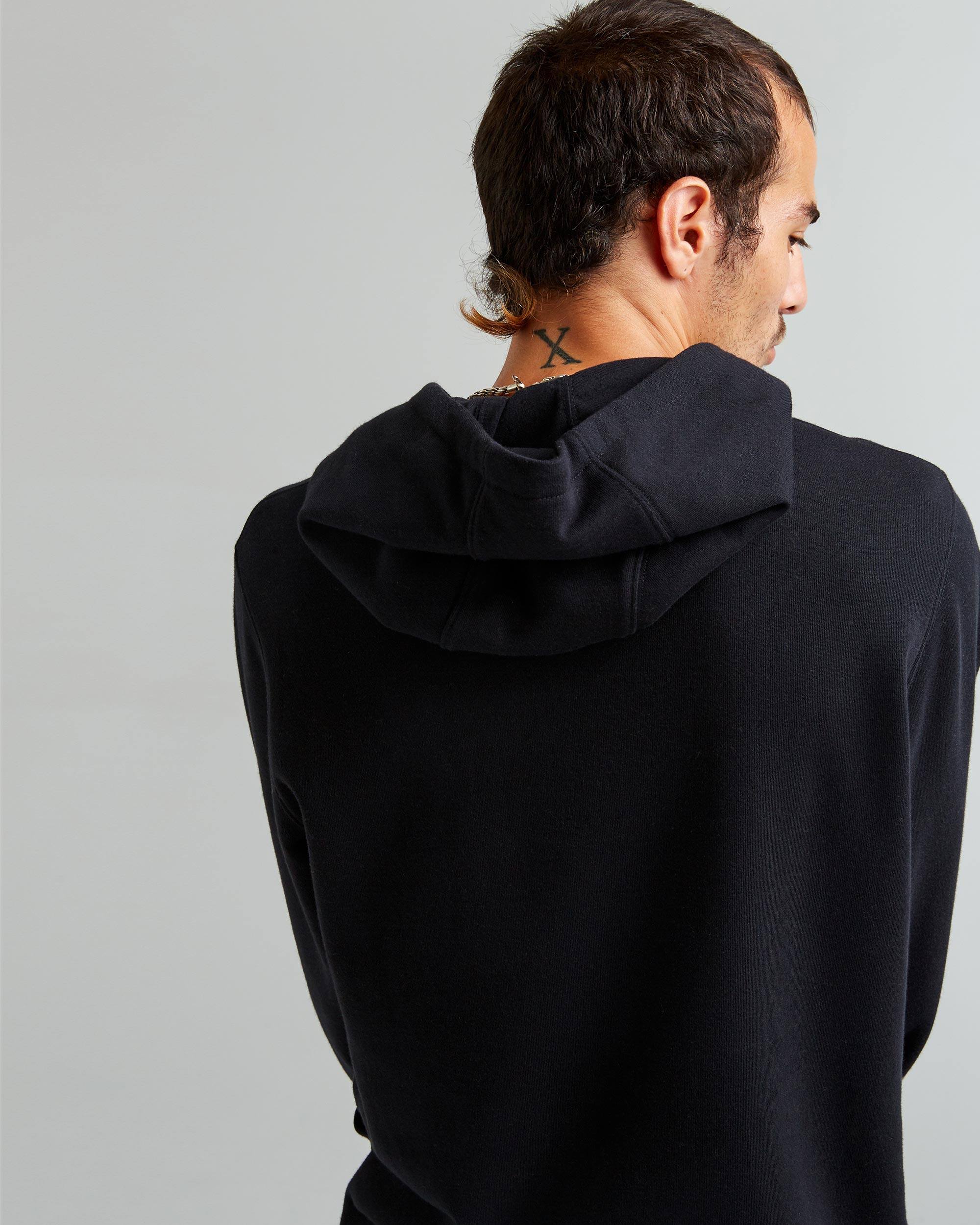 Mens Recycled Fleece Hoodie - Recycled Fleece - Black - Image 2