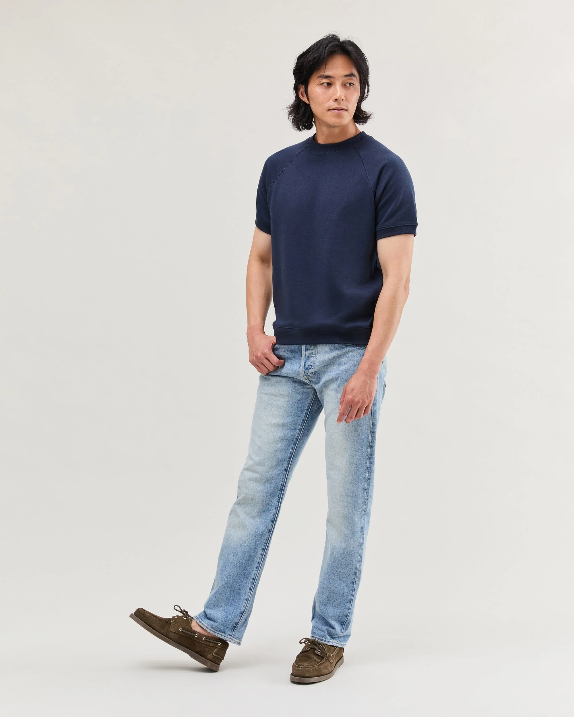 Mens Recycled Fleece Raglan Sweatshirt - Recycled Fleece - Blue Nights - Image 2