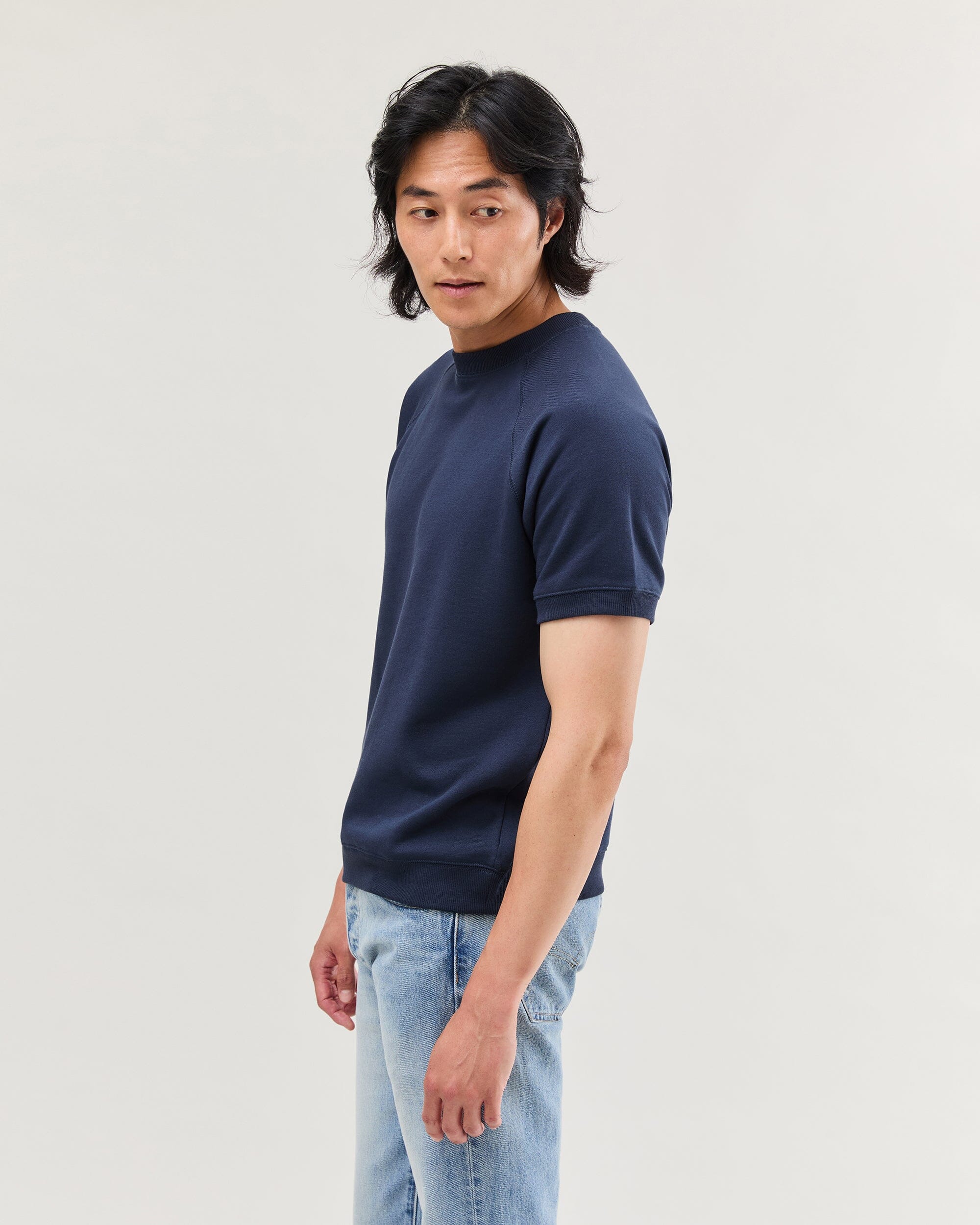 Mens Recycled Fleece Raglan Sweatshirt - Recycled Fleece - Blue Nights - Image 3