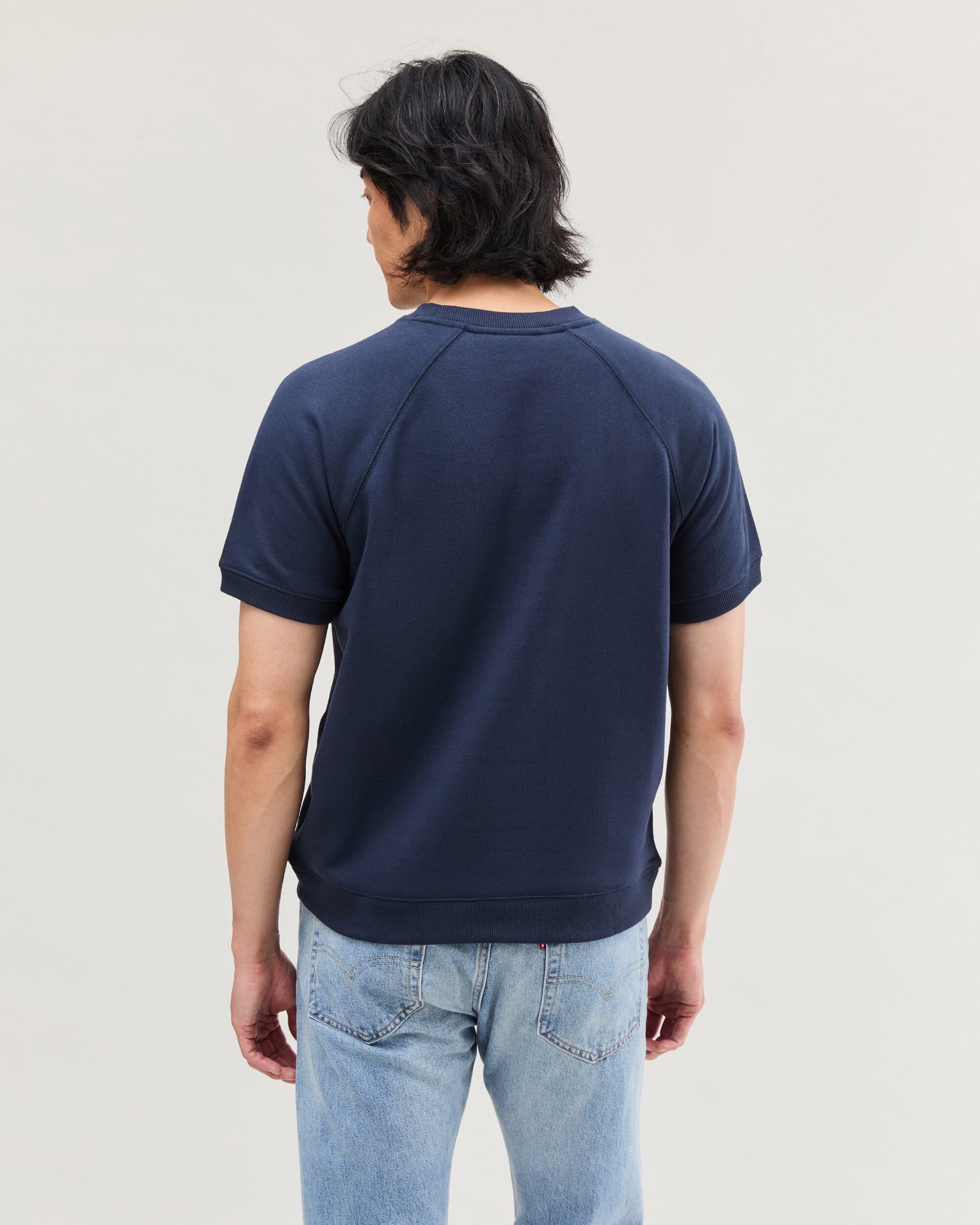 Mens Recycled Fleece Raglan Sweatshirt - Recycled Fleece - Blue Nights - Image 4