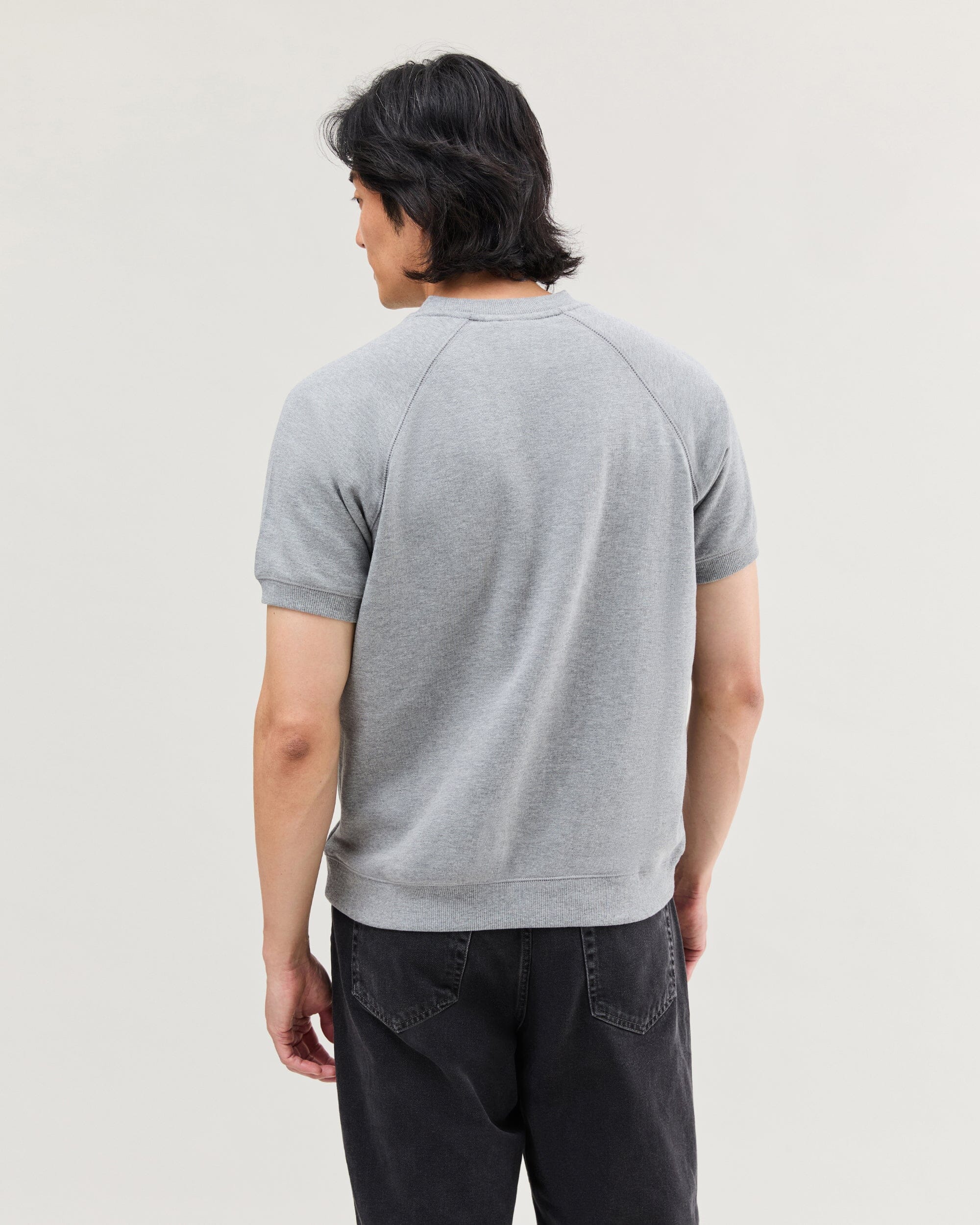 Mens Recycled Fleece Raglan Sweatshirt - Recycled Fleece - Heather Grey - Image 4