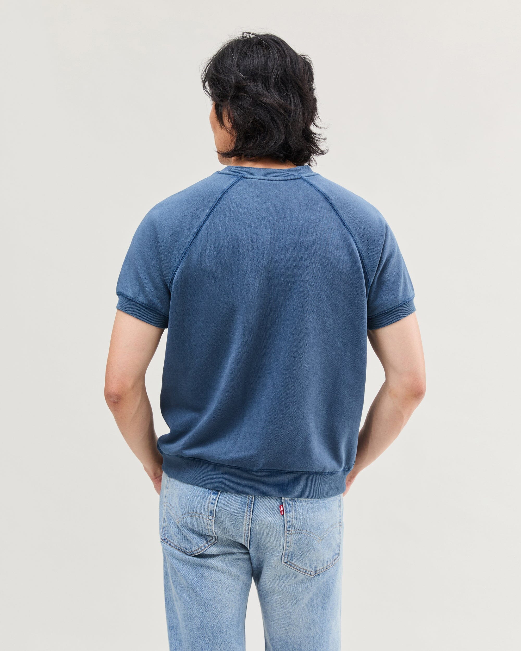 Mens Recycled Fleece Raglan Sweatshirt - Recycled Fleece - Mineral Moonlit Ocean - Image 4