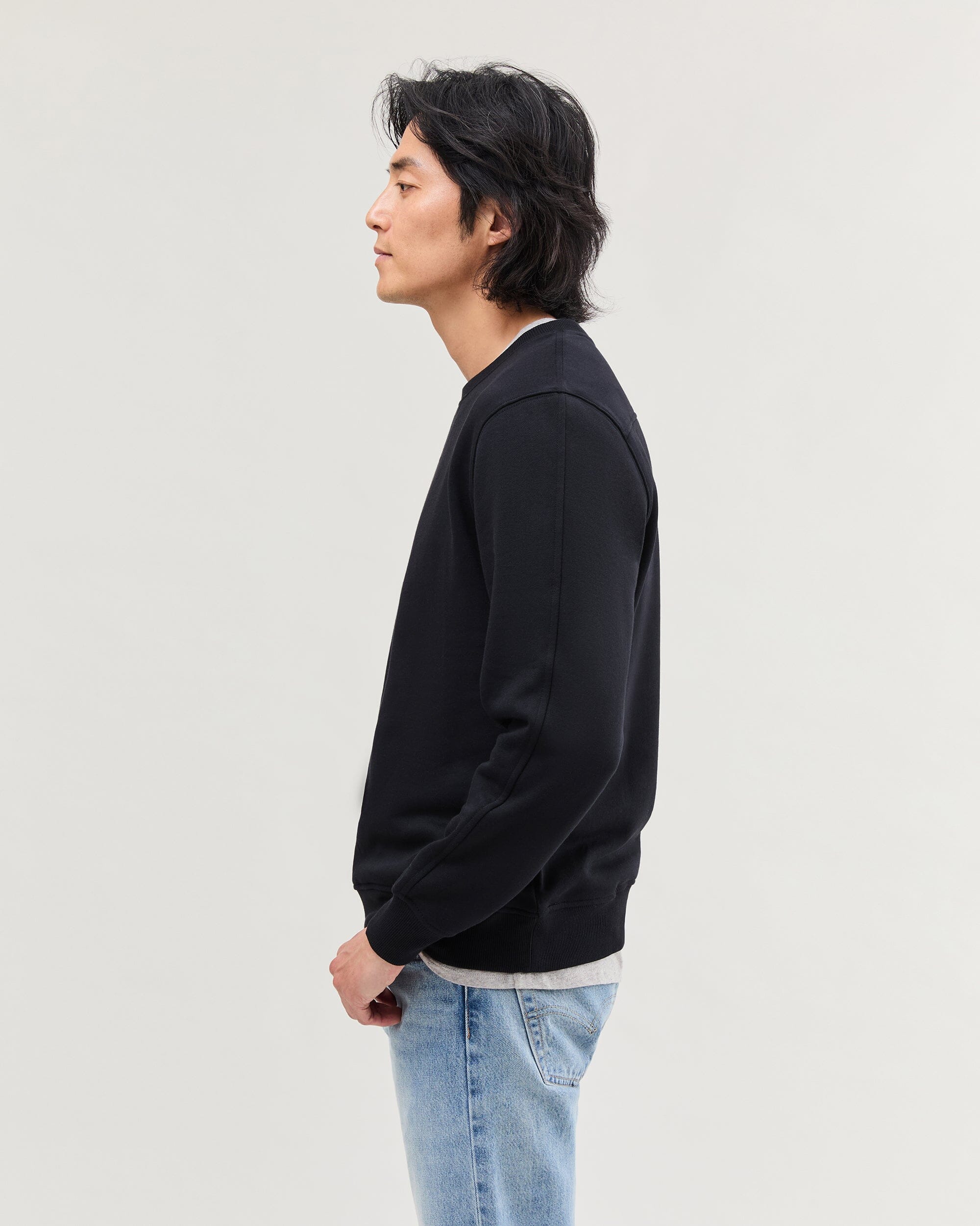 Mens Recycled Fleece Sweatshirt - Recycled Fleece - Black - Image 4