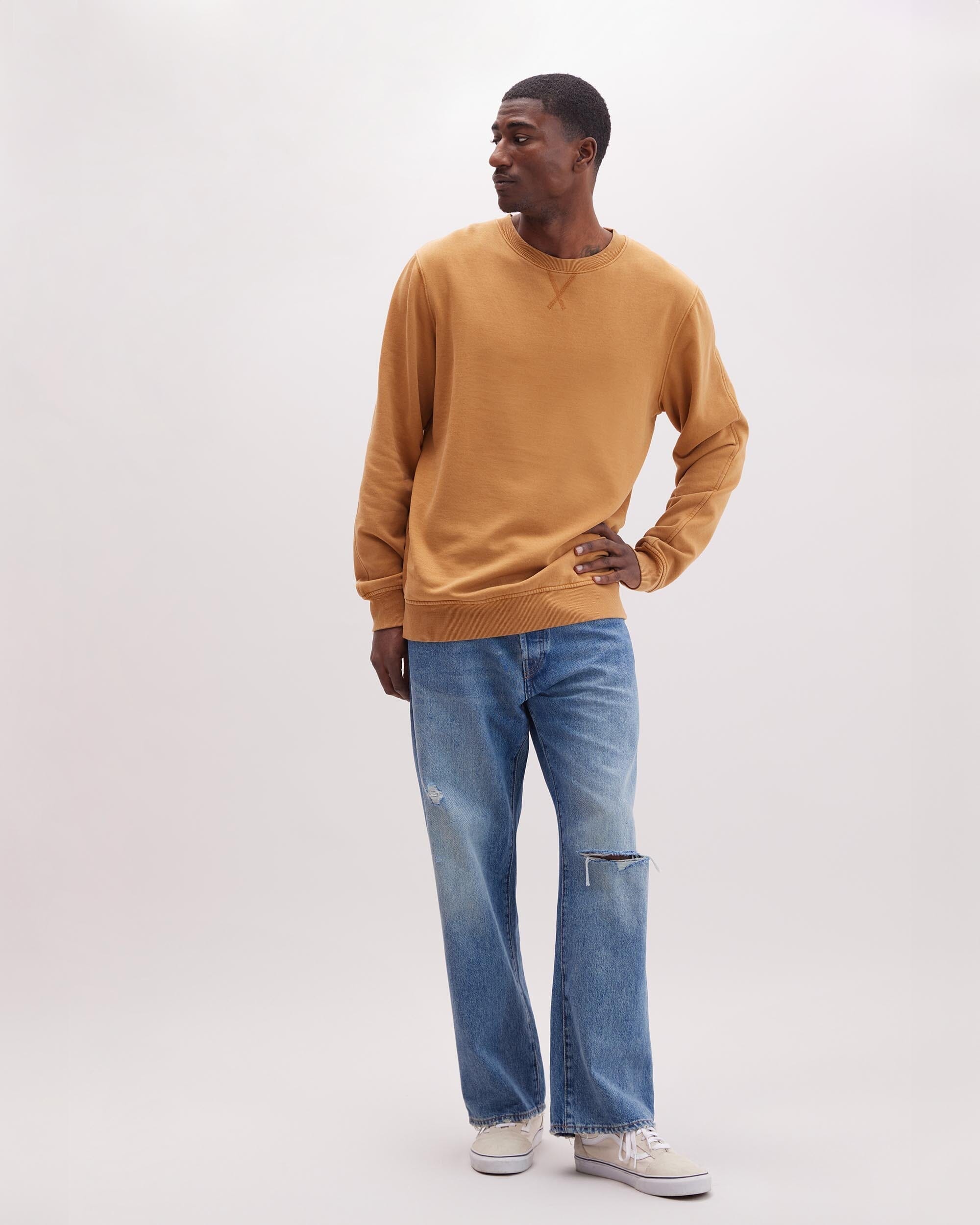 Mens Recycled Fleece Sweatshirt - Recycled Fleece - Mineral Gold Spice - Image 3