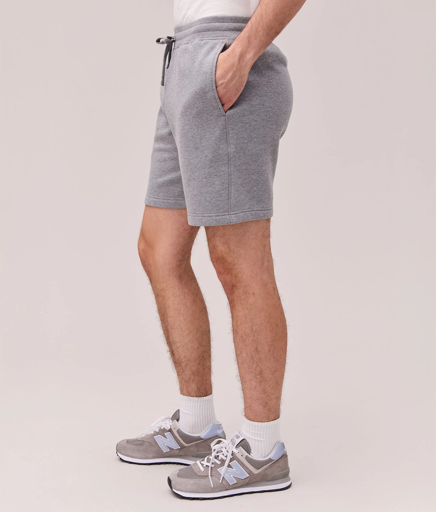 Mens Recycled Fleece Sweatshort - Recycled Fleece - Heather Grey - Image 3