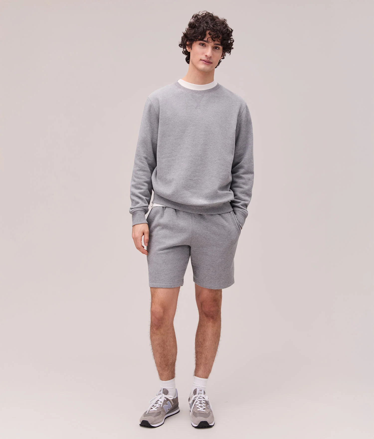 Mens Recycled Fleece Sweatshort - Recycled Fleece - Heather Grey - Image 4