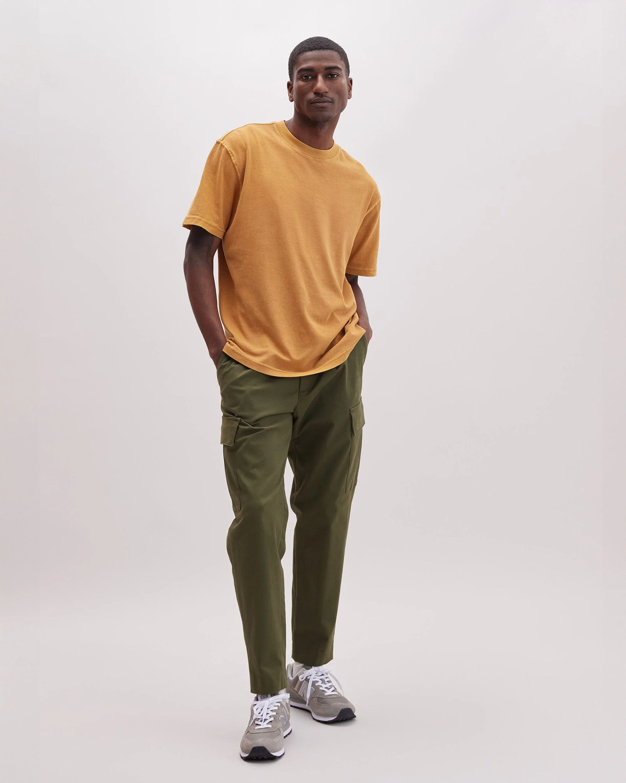 Mens Relaxed Short Sleeve Tee - Pigment Dye Jersey - Gold Spice - Image 2