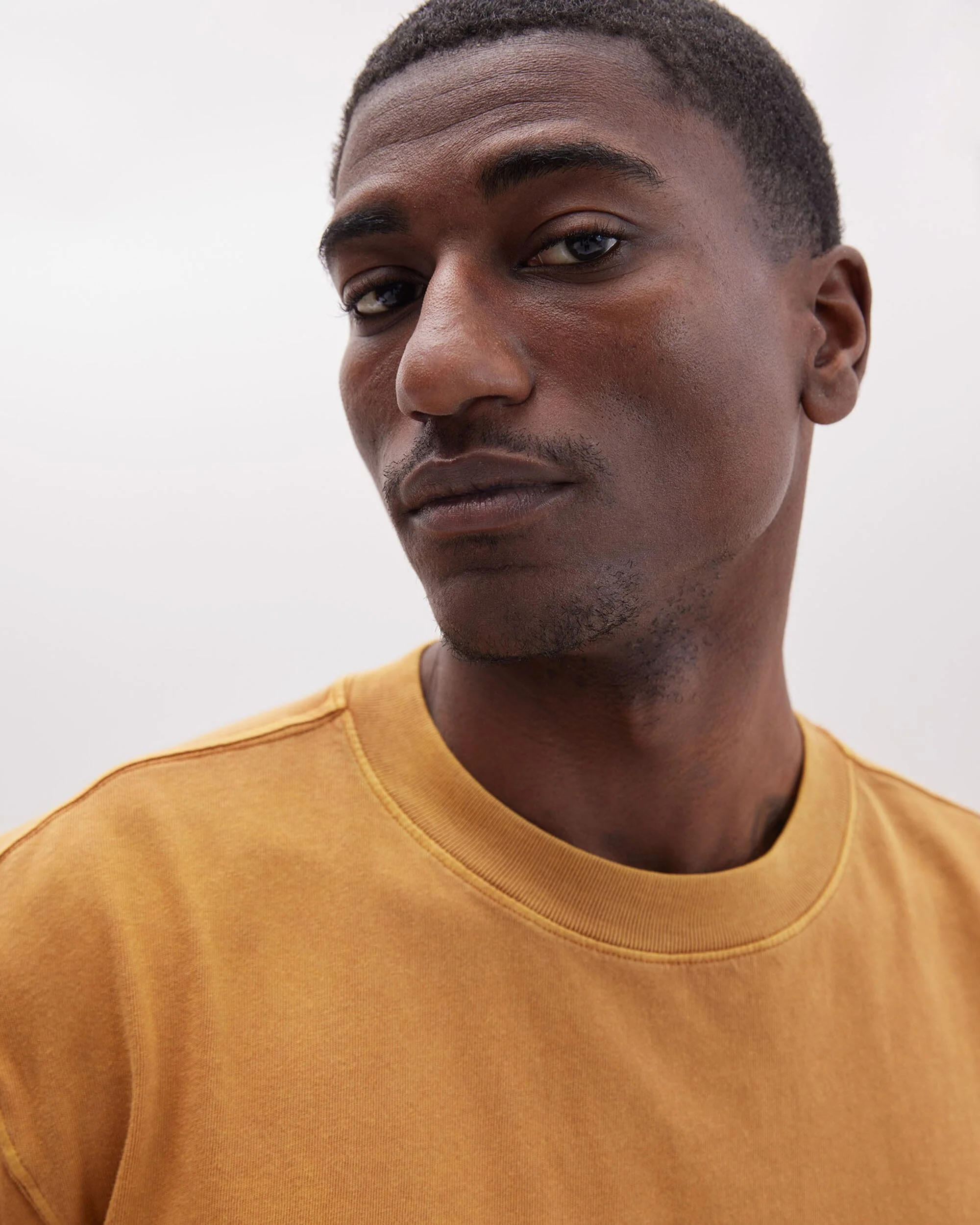 Mens Relaxed Short Sleeve Tee - Pigment Dye Jersey - Gold Spice - Image 4