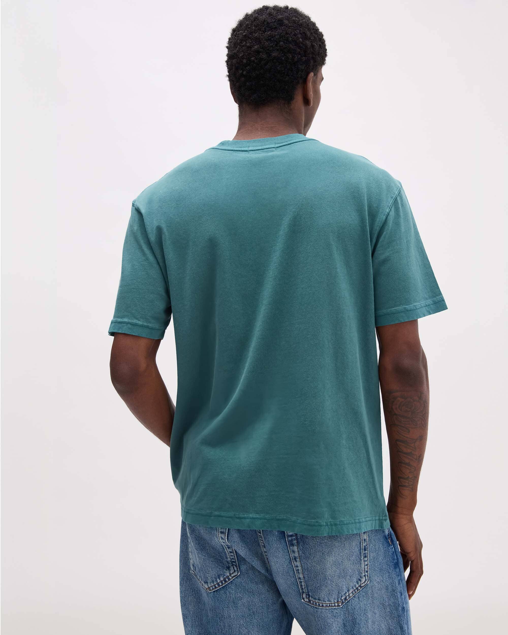 Mens Relaxed Short Sleeve Tee - Pigment Dye Jersey - Rainforest - Image 3