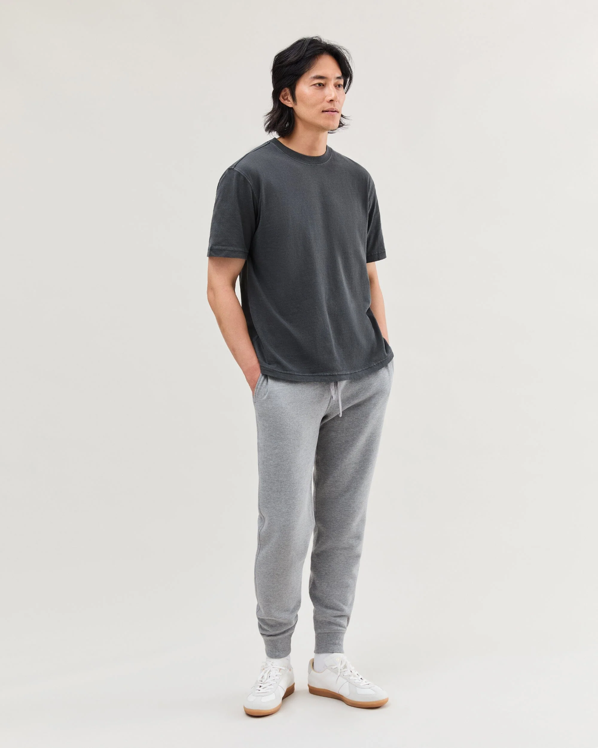 Mens Relaxed Short Sleeve Tee - Pigment Dye Jersey - Stretch Limo - Image 2