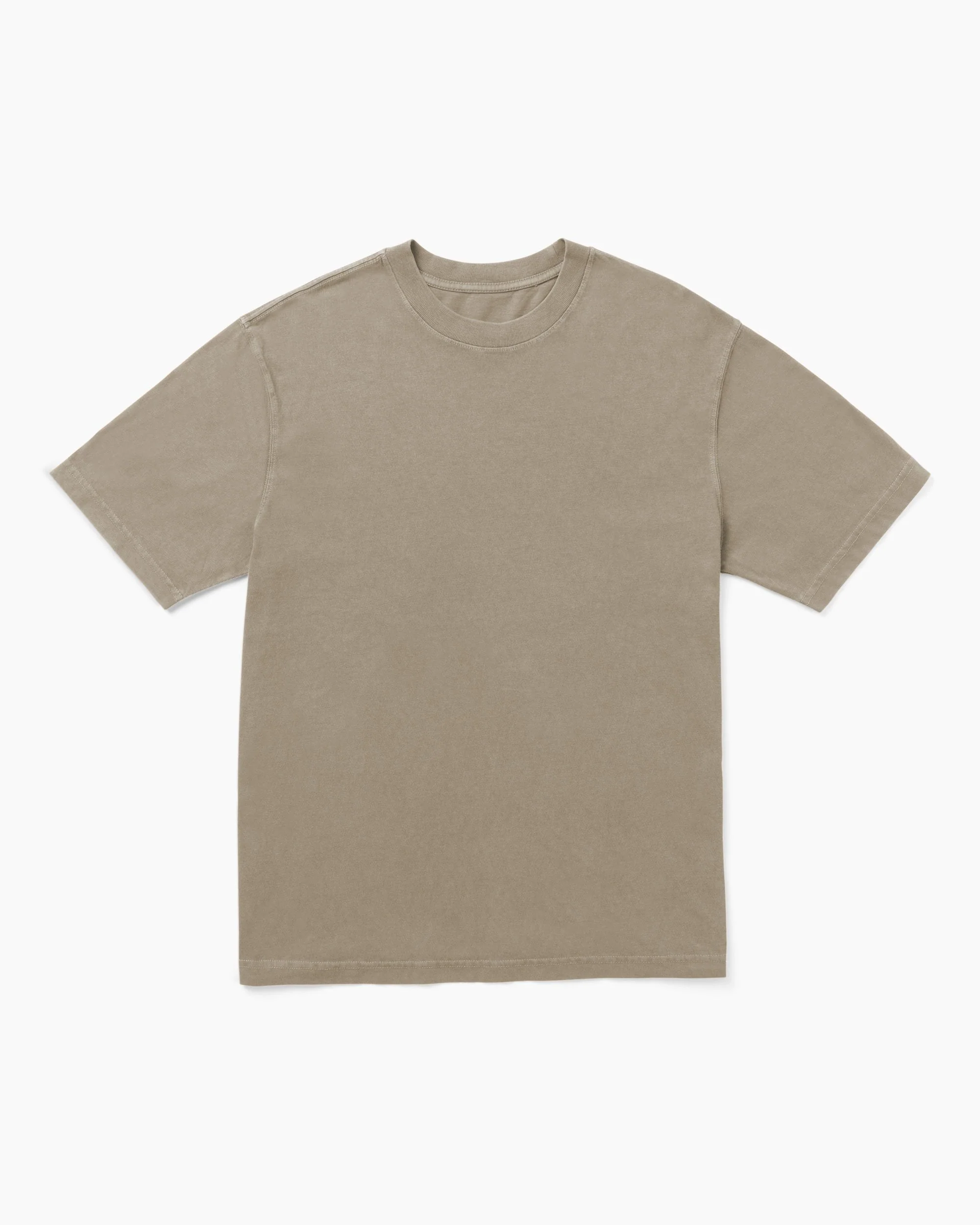 Mens Relaxed Short Sleeve Tee - Pigment Dye Jersey - Warm Grey - Image 5