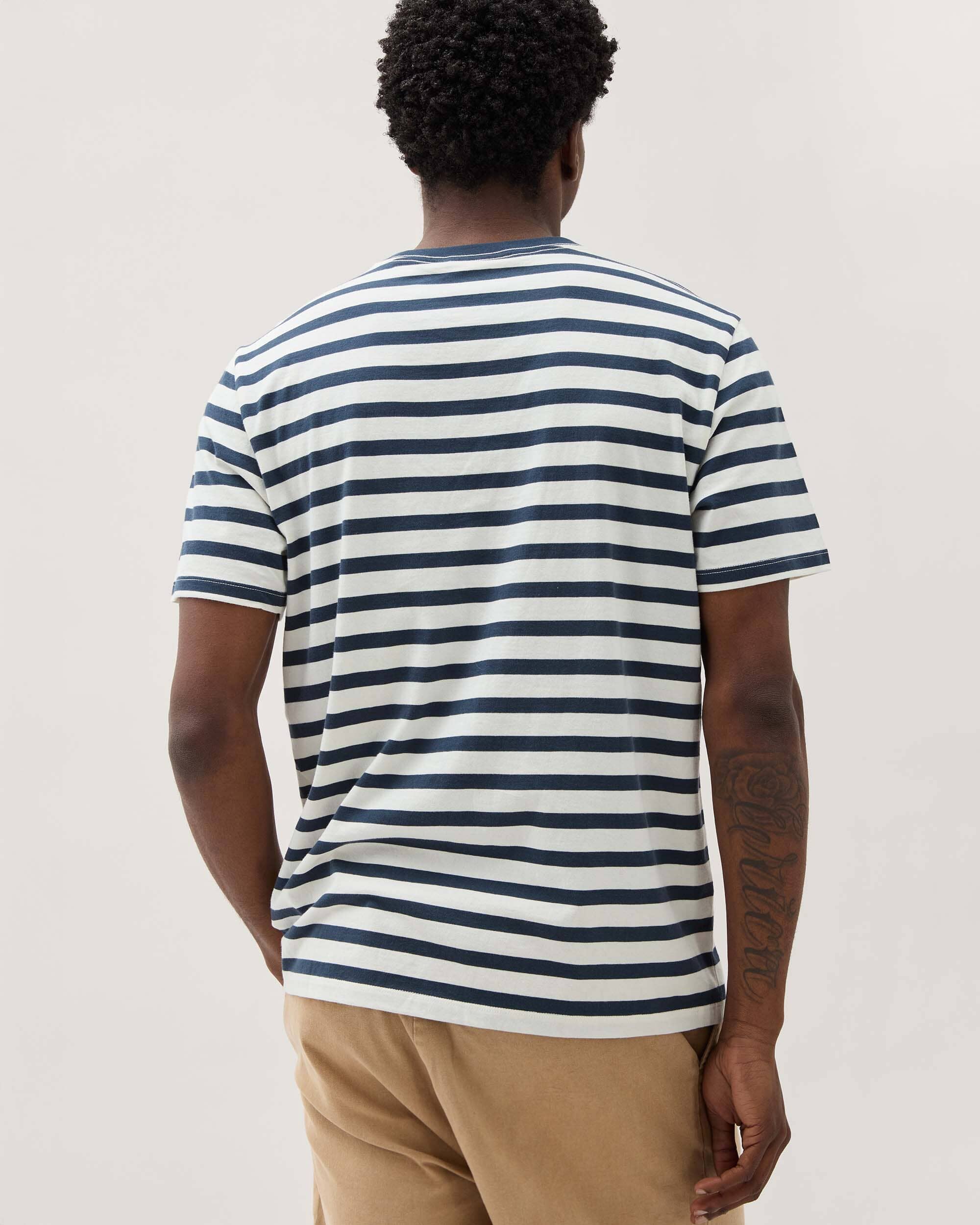 Mens Short Sleeve Stripe Pima Tee - Pima Cotton Jersey - Nautical Stripe - Image 4