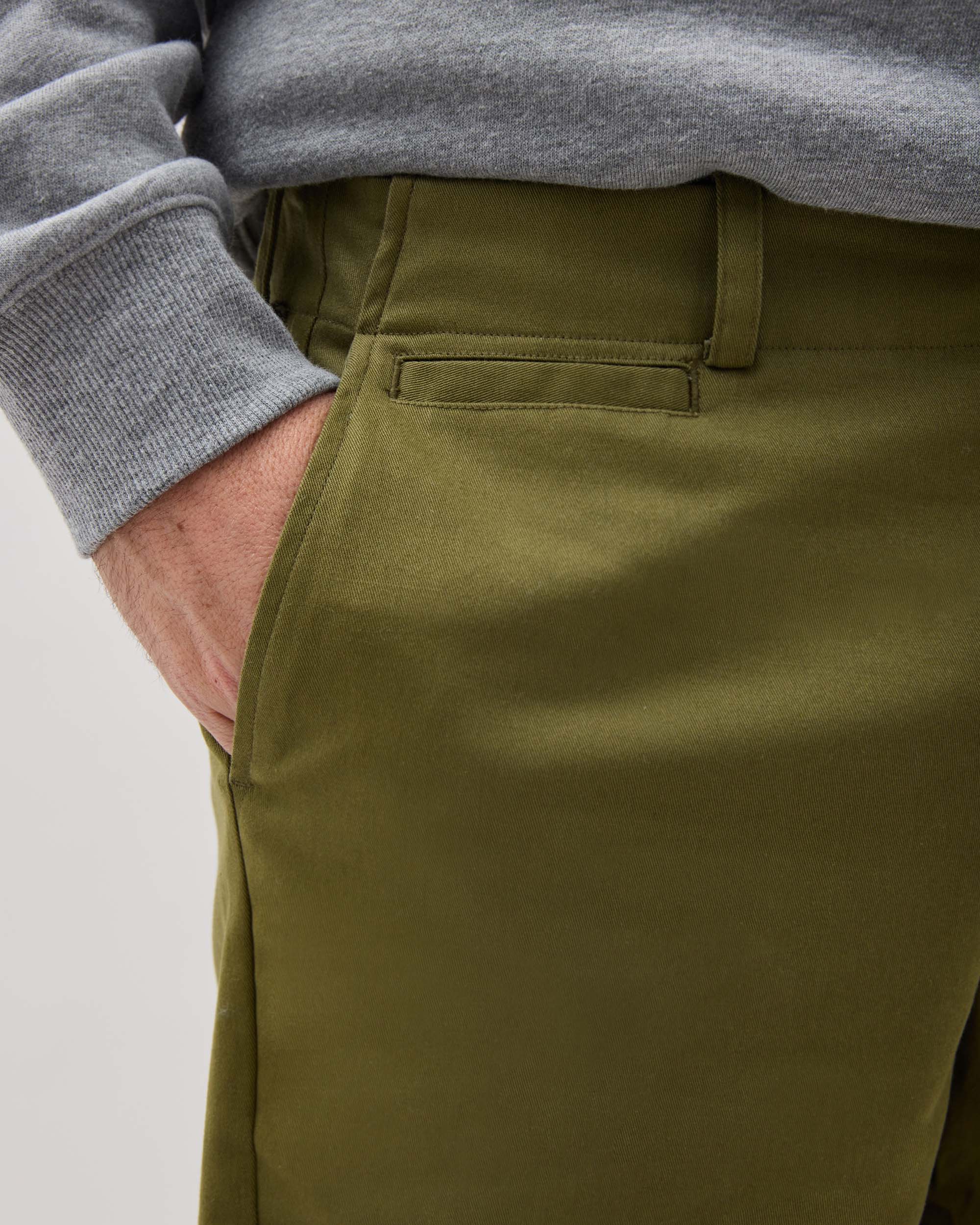 Mens Stretch Twill Short - Stretch Cotton Twill - Olive Army - Image 6