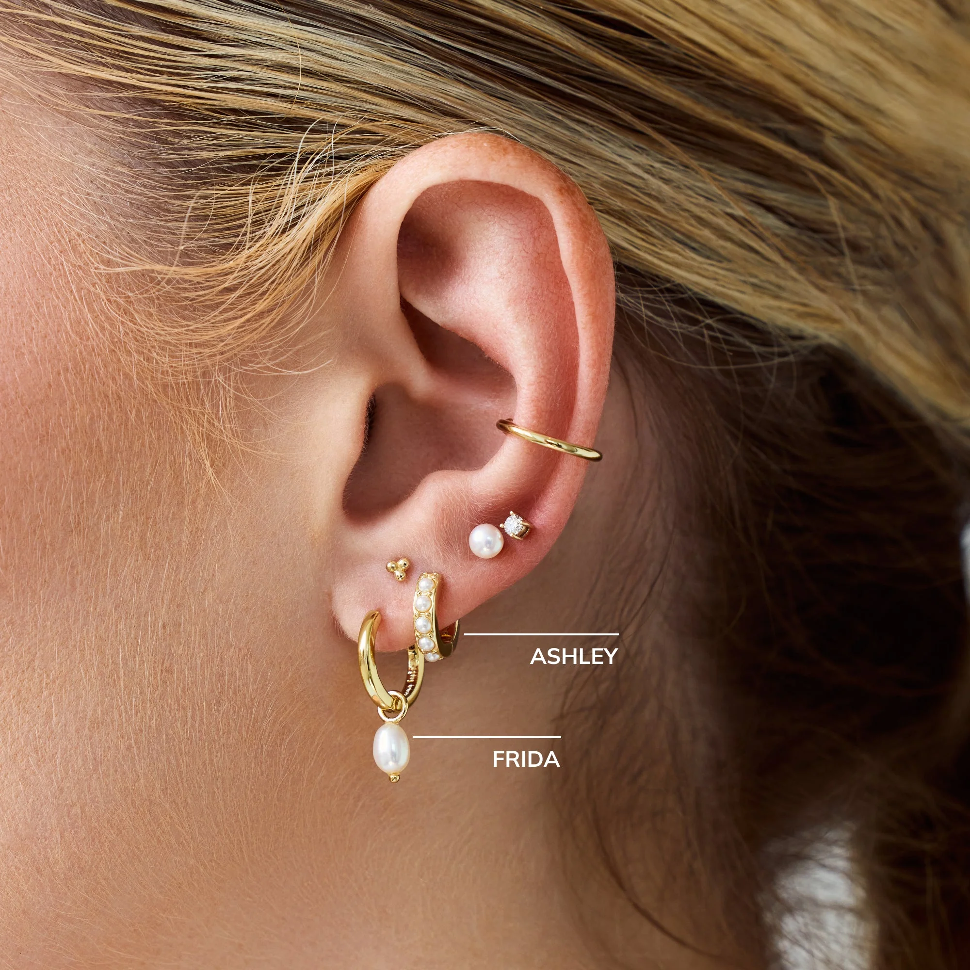 Ashley Pearl Huggie Hoops - Image 4