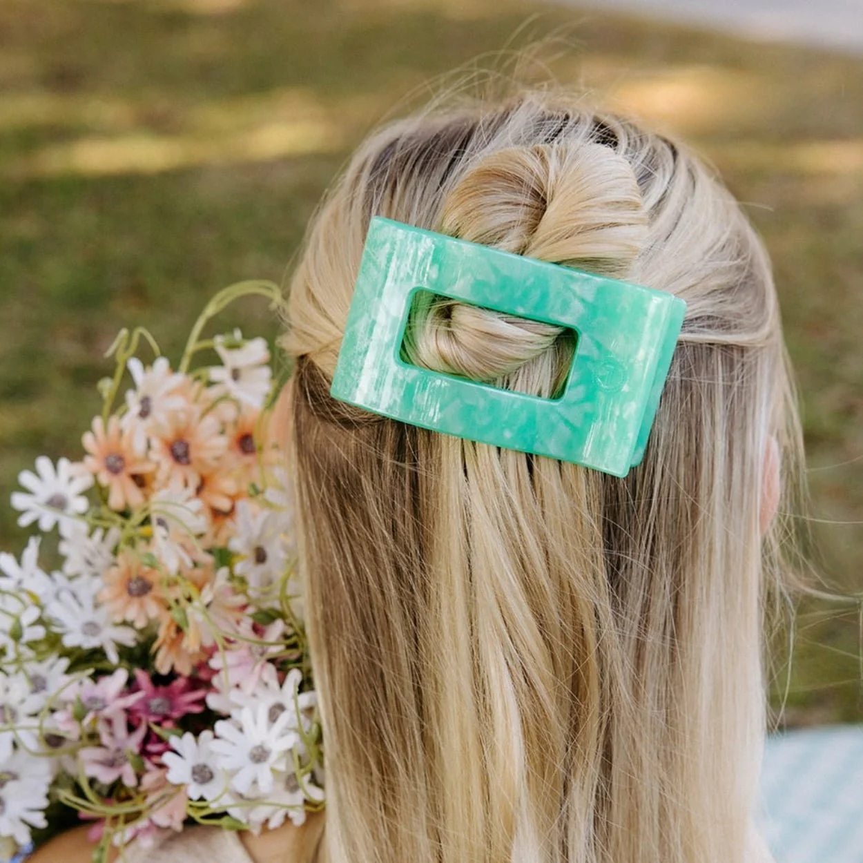 Spring Splash Medium Flat Rectangle Hair Clip - Image 2