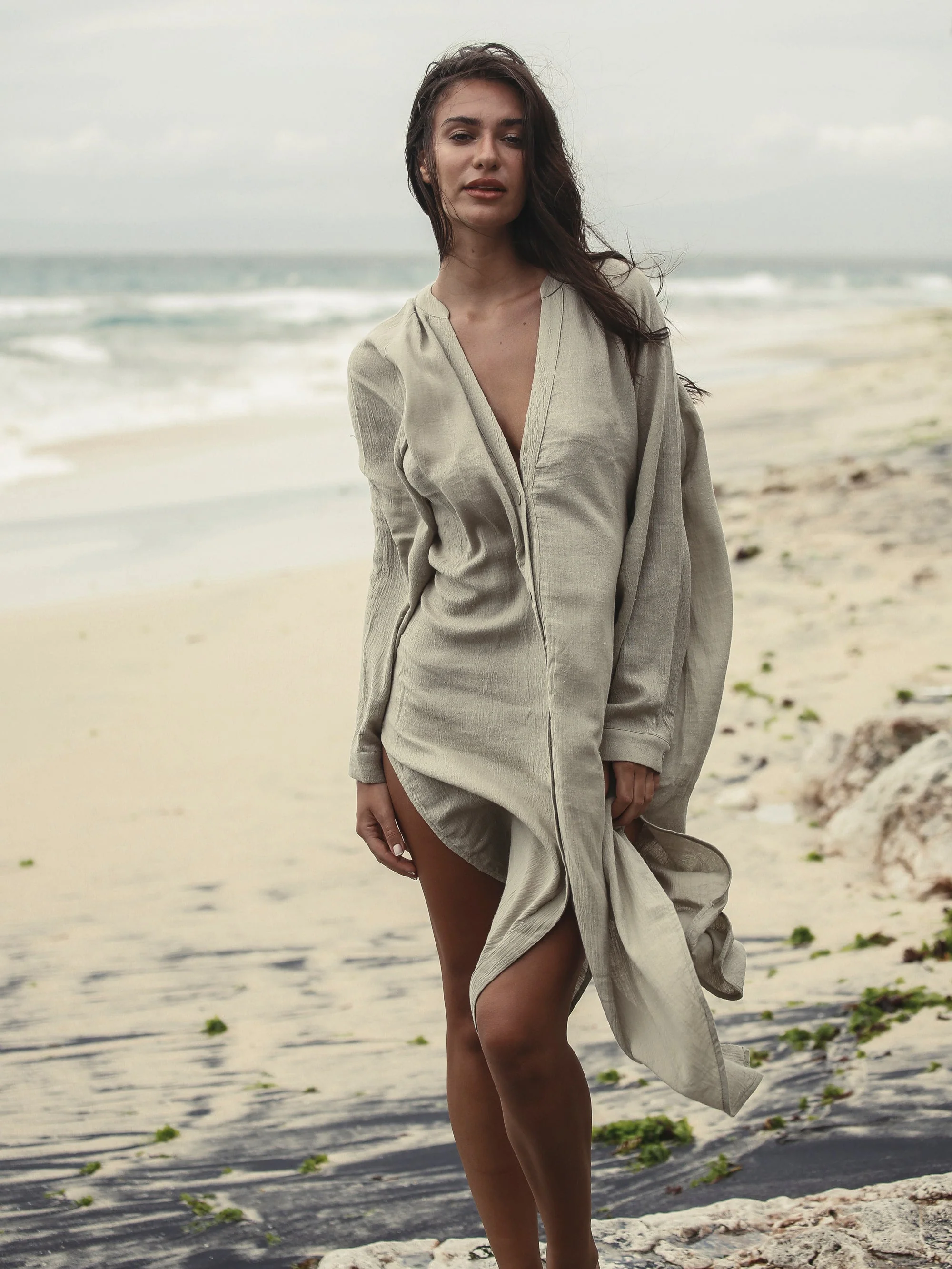 Terra Shirt Dress (Khaki Green) - Image 2