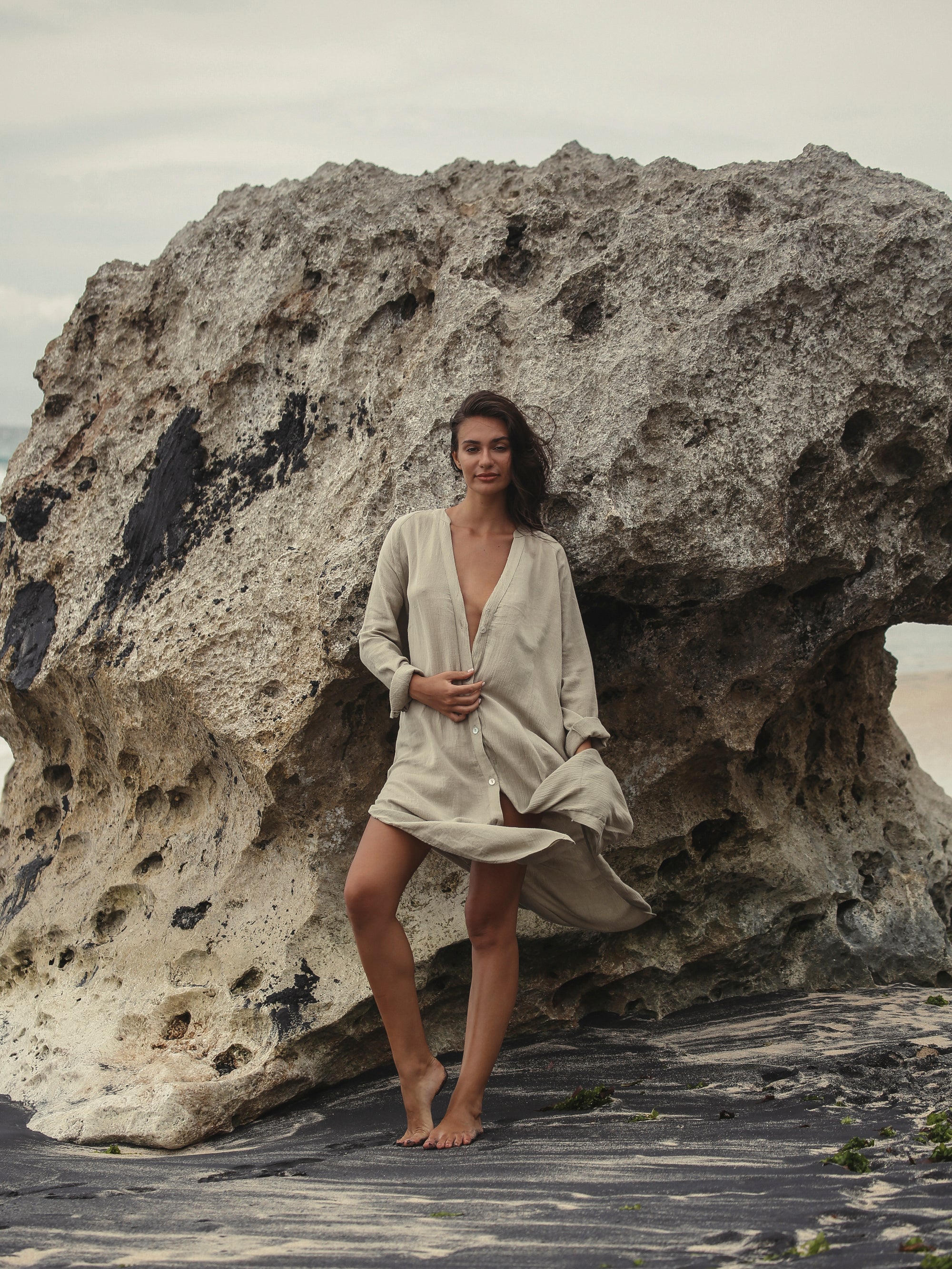 Terra Shirt Dress (Khaki Green) - Image 3